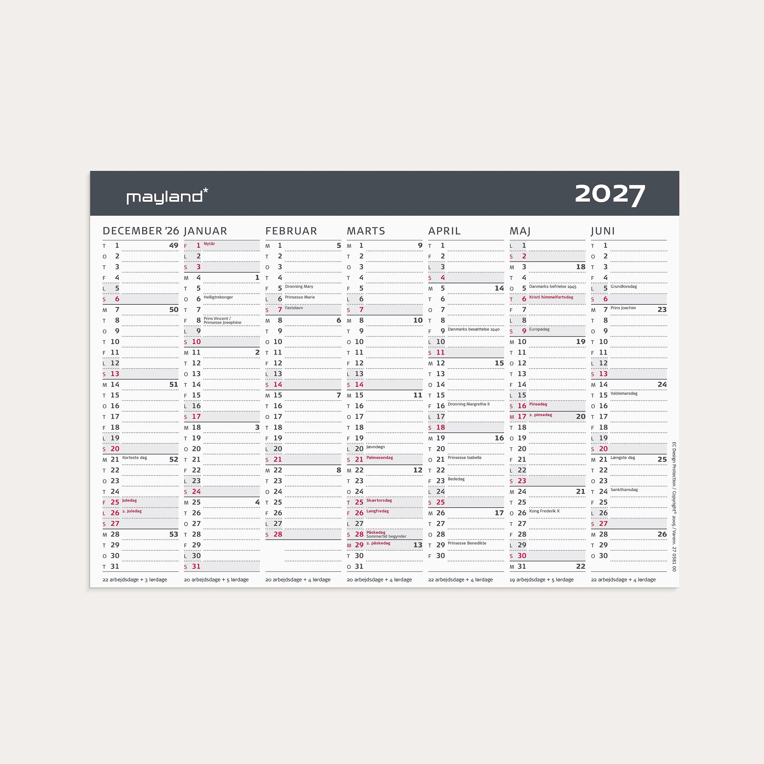Kontor-bordkalender Moderne A5 2027