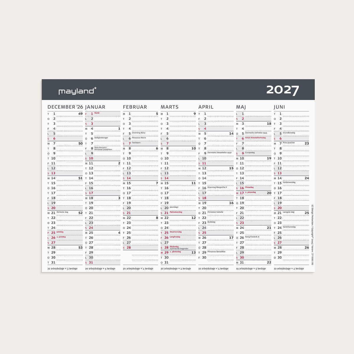Kontor-bordkalender Moderne A5 2027
