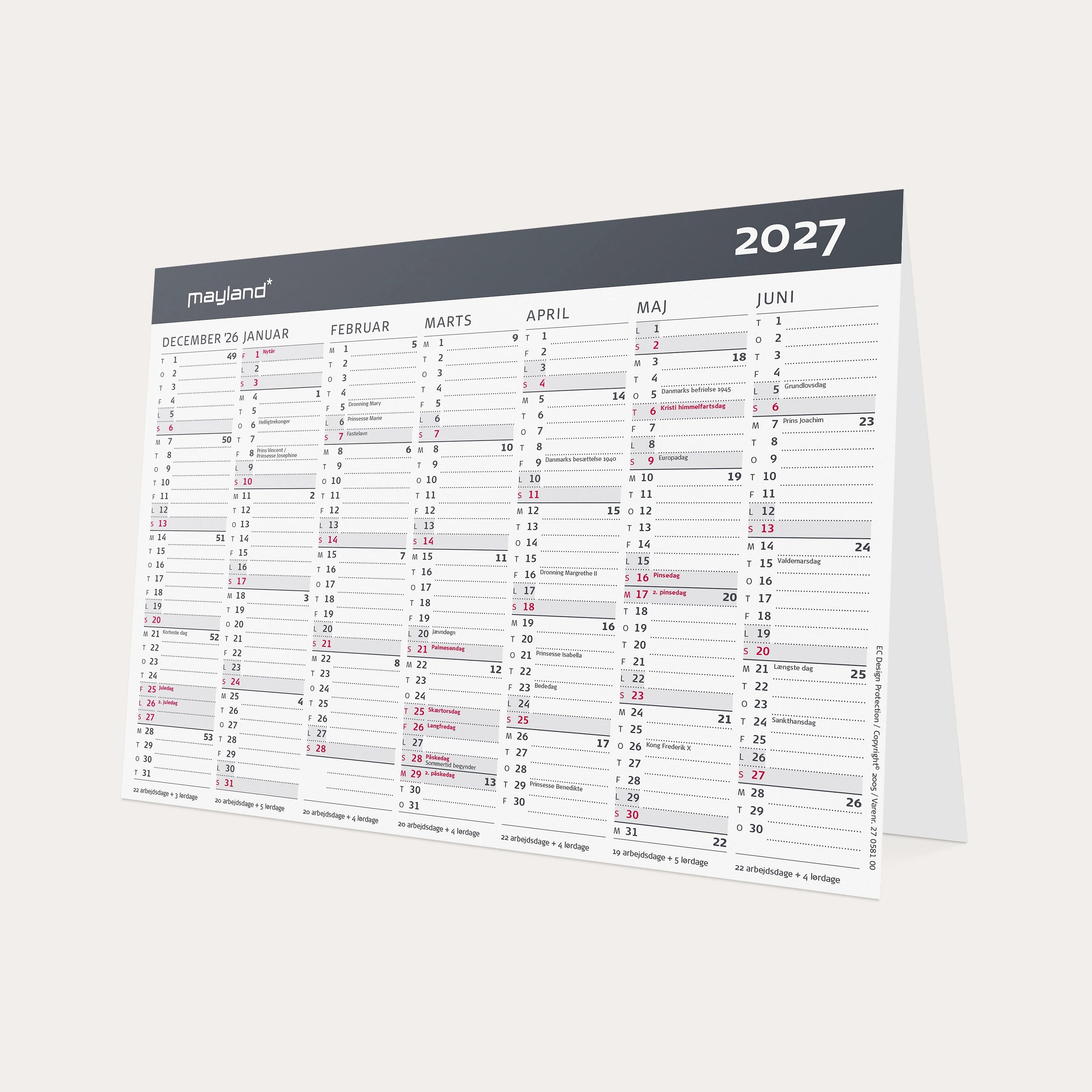 Kontor-bordkalender Moderne A5 2027