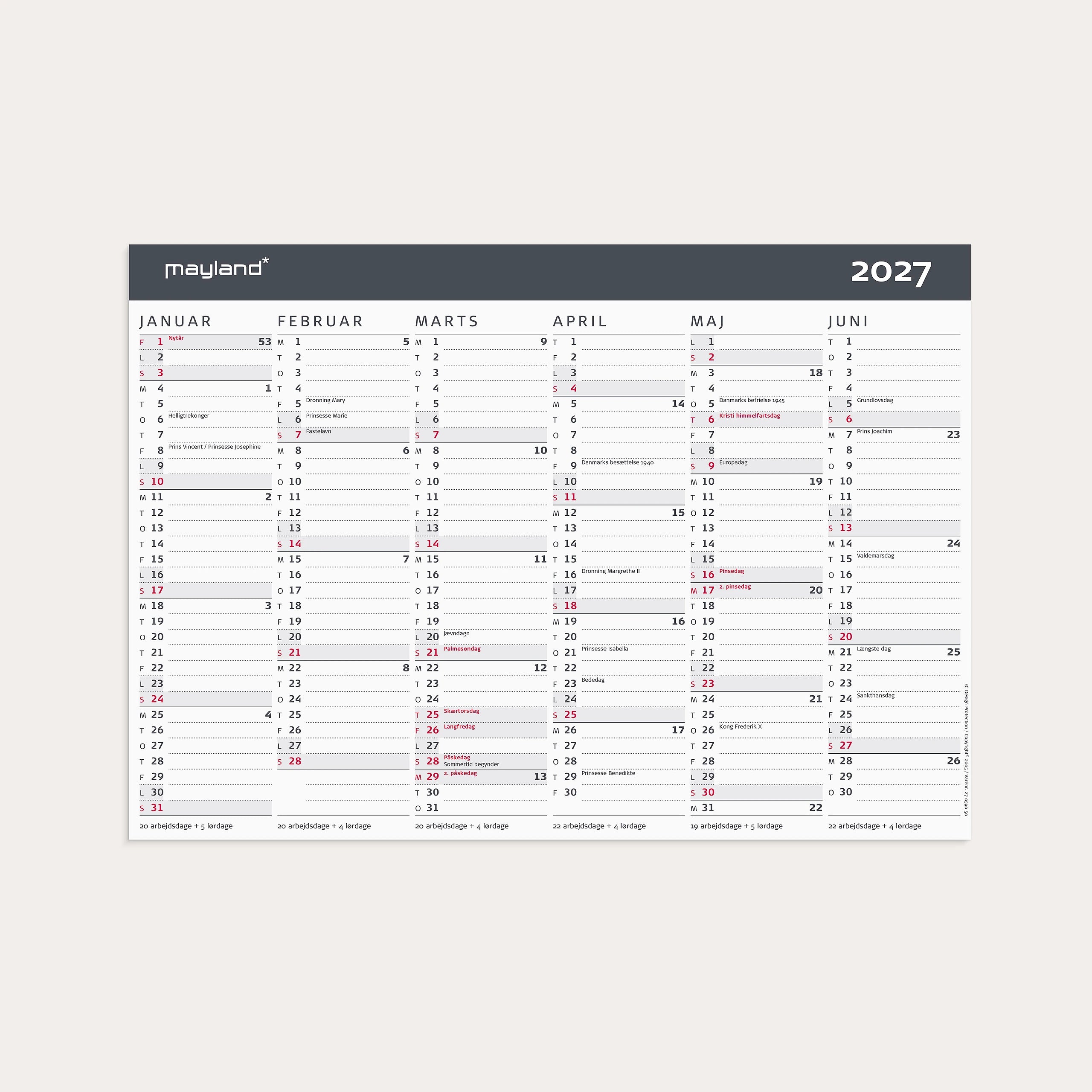 Kontorkalender Moderne A4 2027