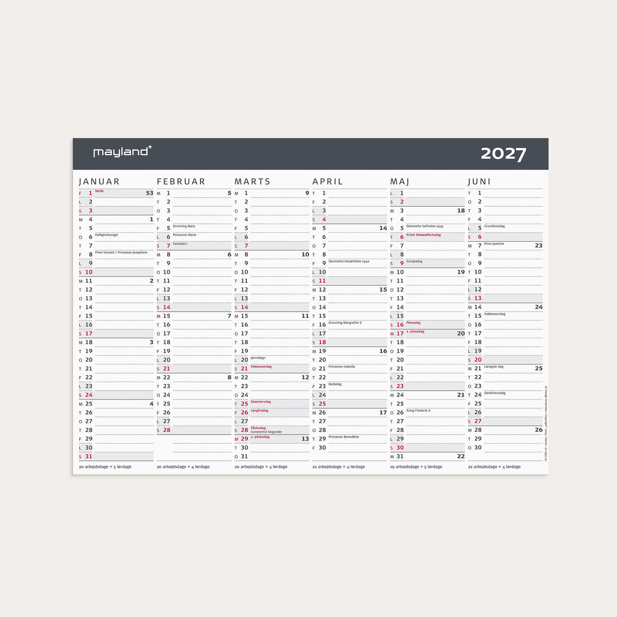 Kontorkalender Moderne A4 2027