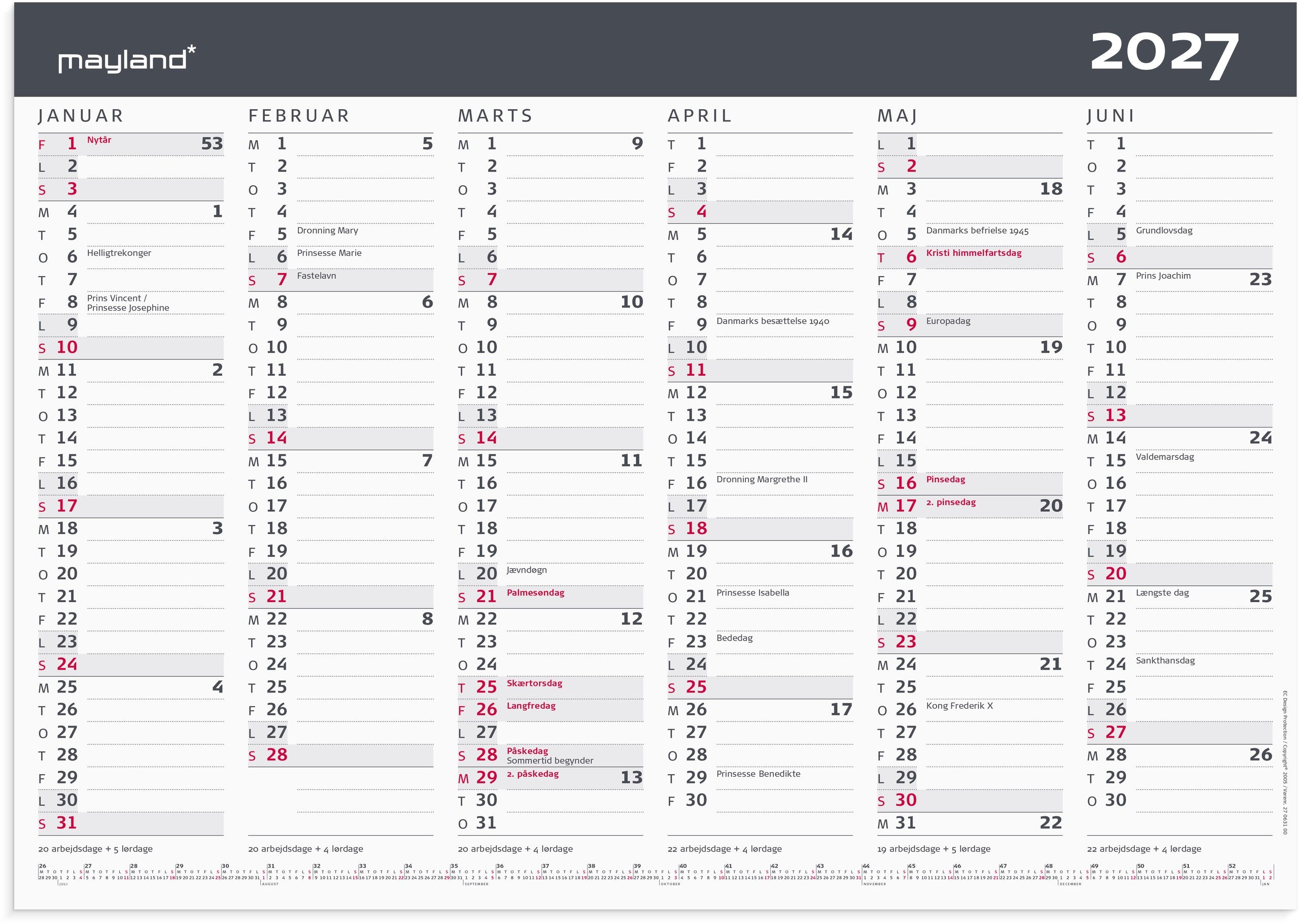 Kontorkalender Moderne A3 2027