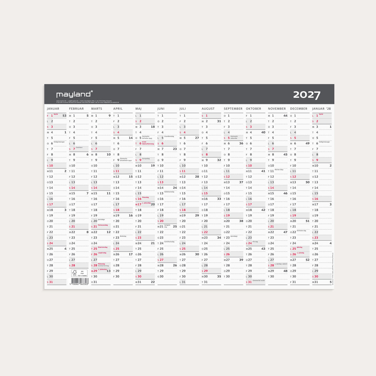 Kontorkalender Moderne A3 1x13 mdr. 2027