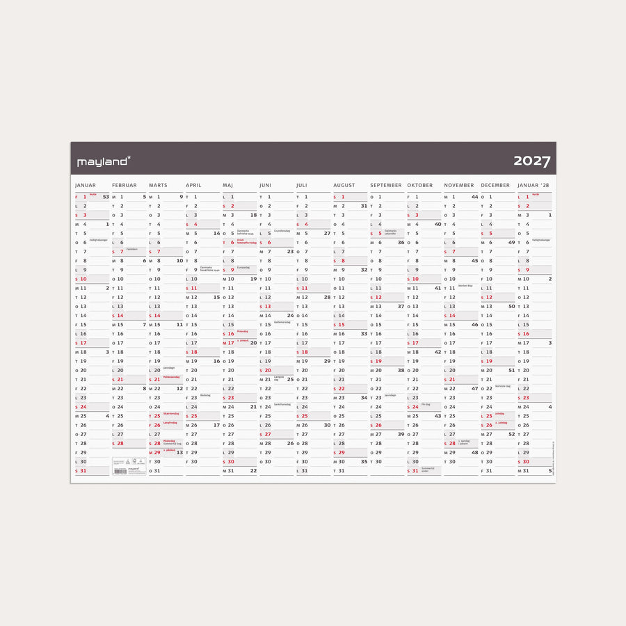 Kæmpekalender Moderne 1x13 mdr. papir rør 2027