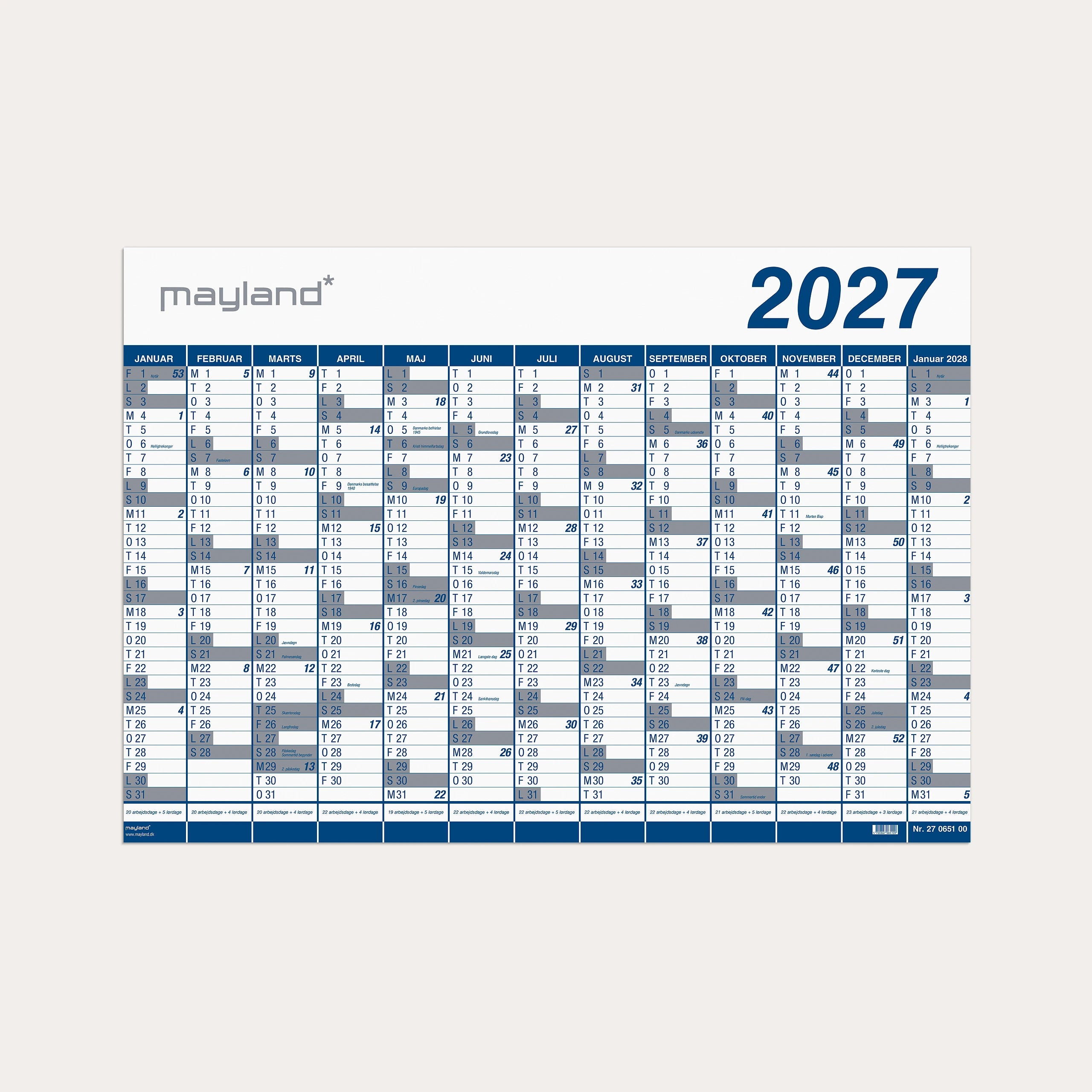 Kæmpekalender 1x13 mdr. PP-plast rør 2027