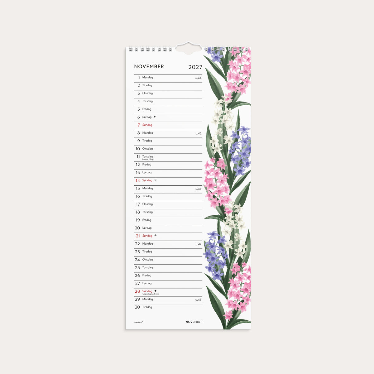 Vægkalender Blomster 2027