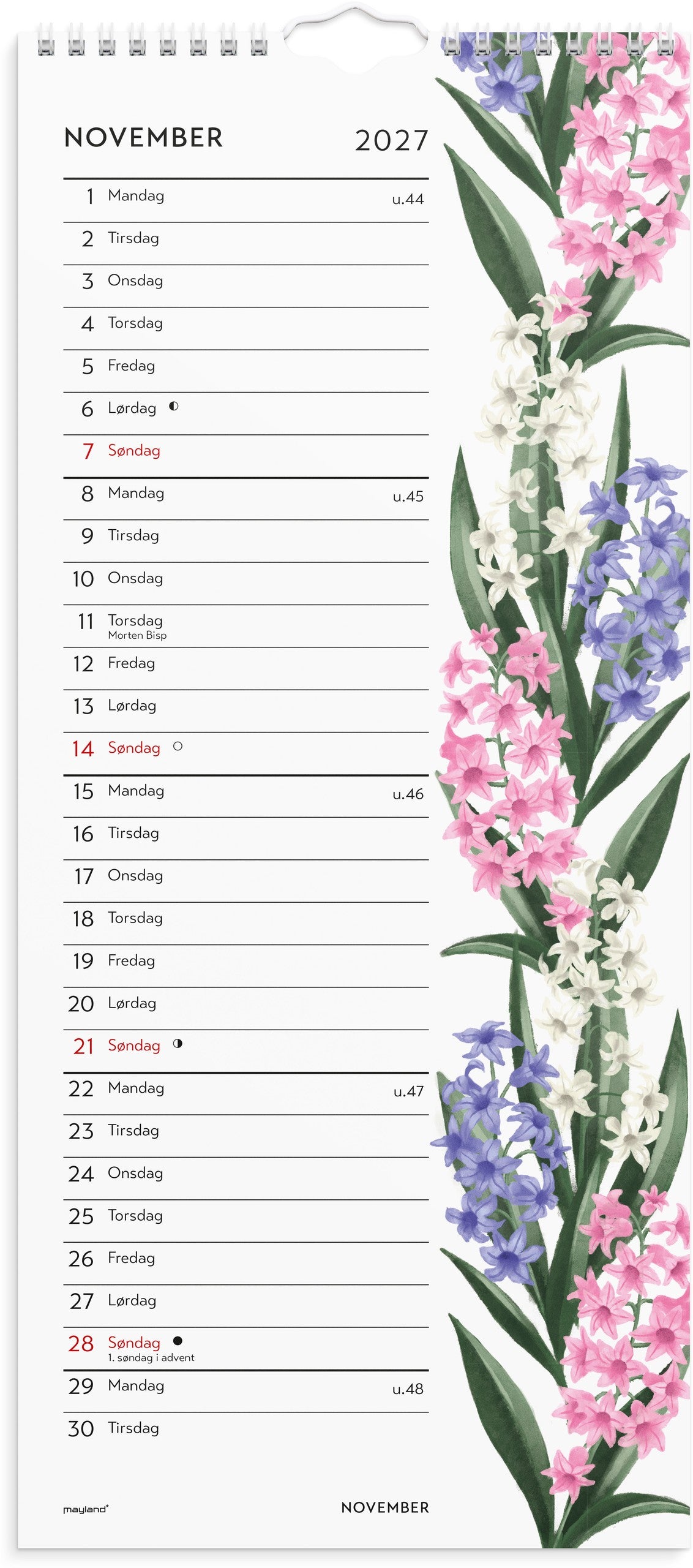 Vægkalender Blomster 2027