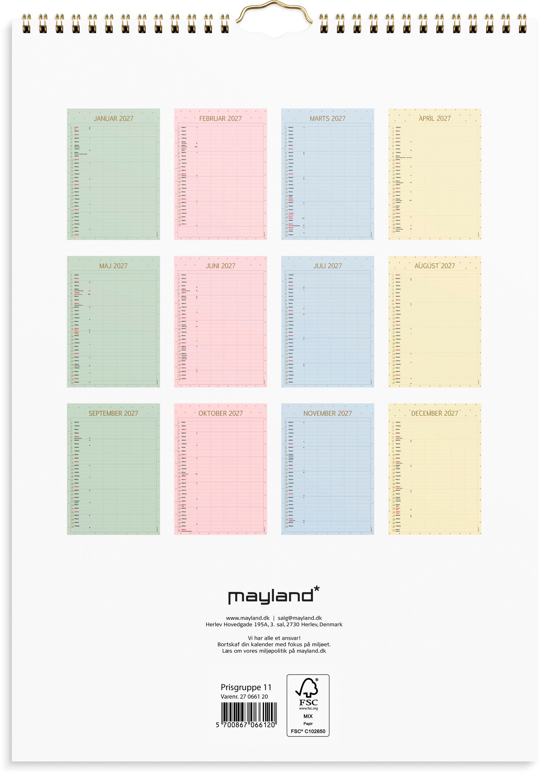 Familiekalender Color lille 2027