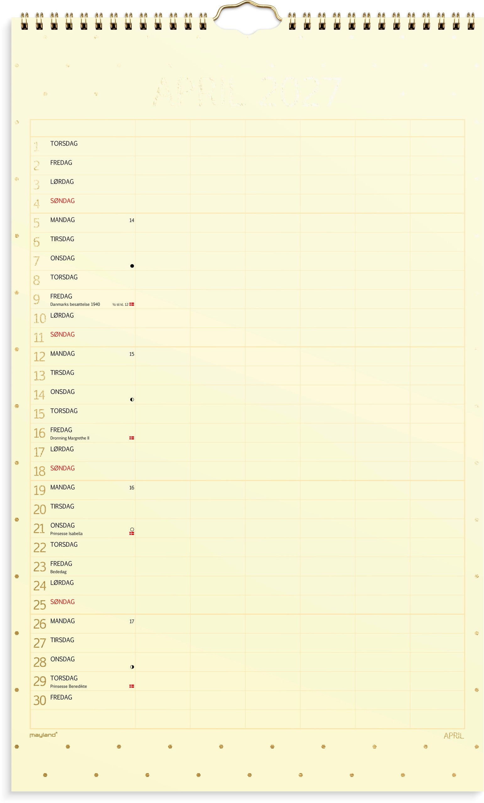 Familiekalender Color stor 2027