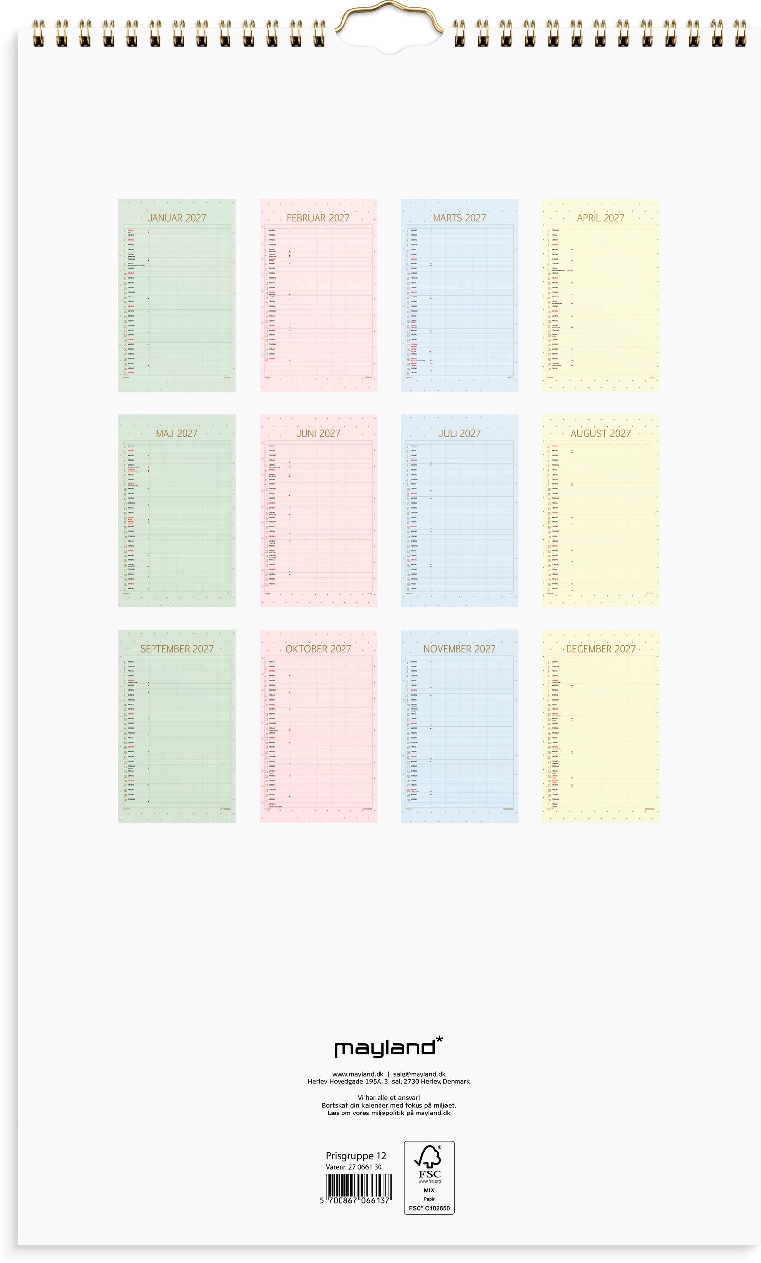 Familiekalender Color stor 2027