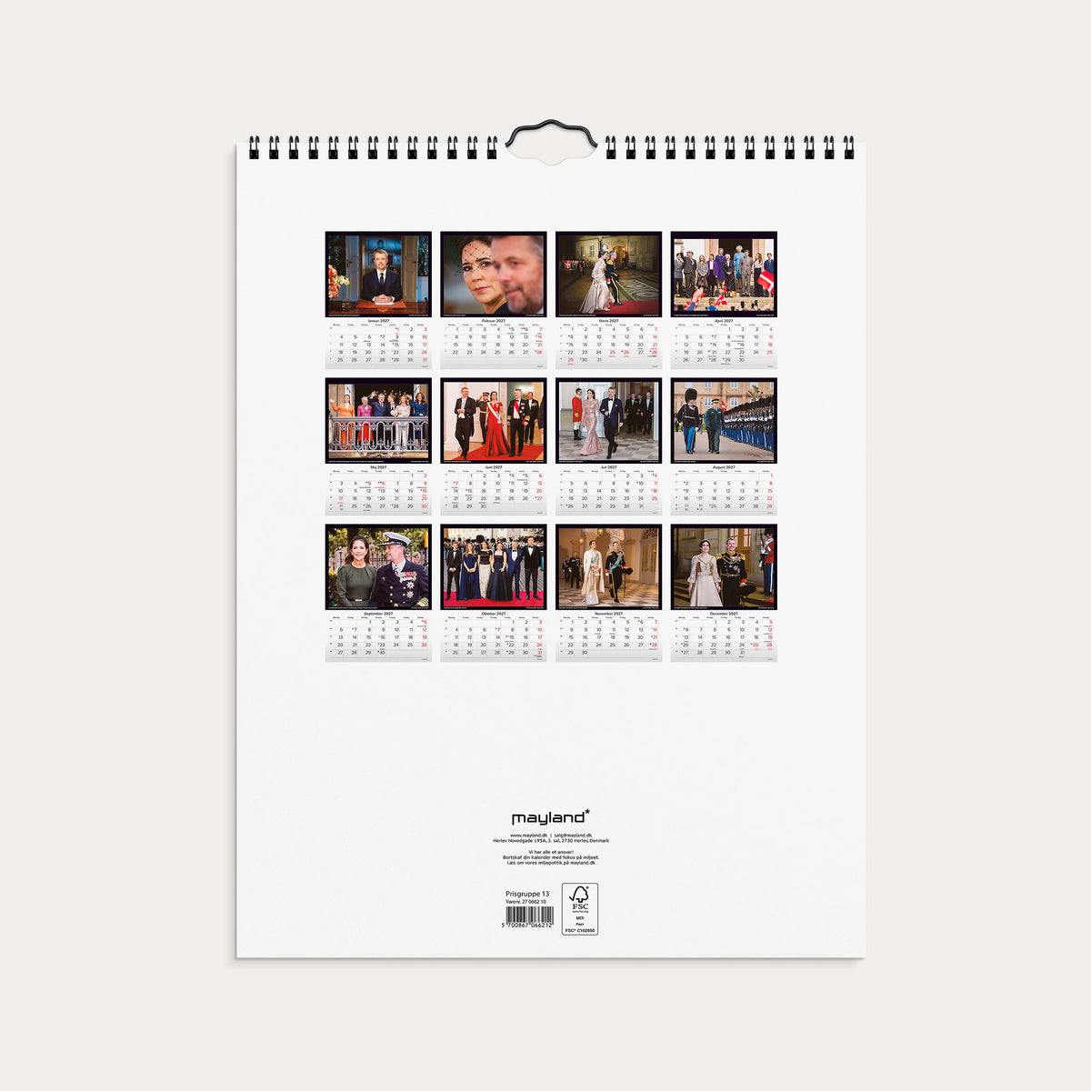 Vægkalender Kongehuset 2027
