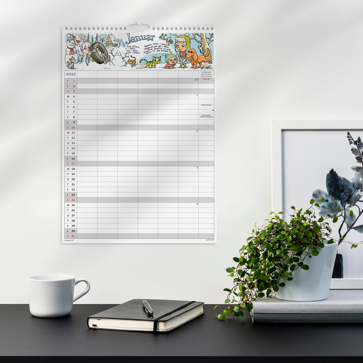 Familiekalender Otto Dickmeiss & Lilja Scherfig 6 kol. A3 2027