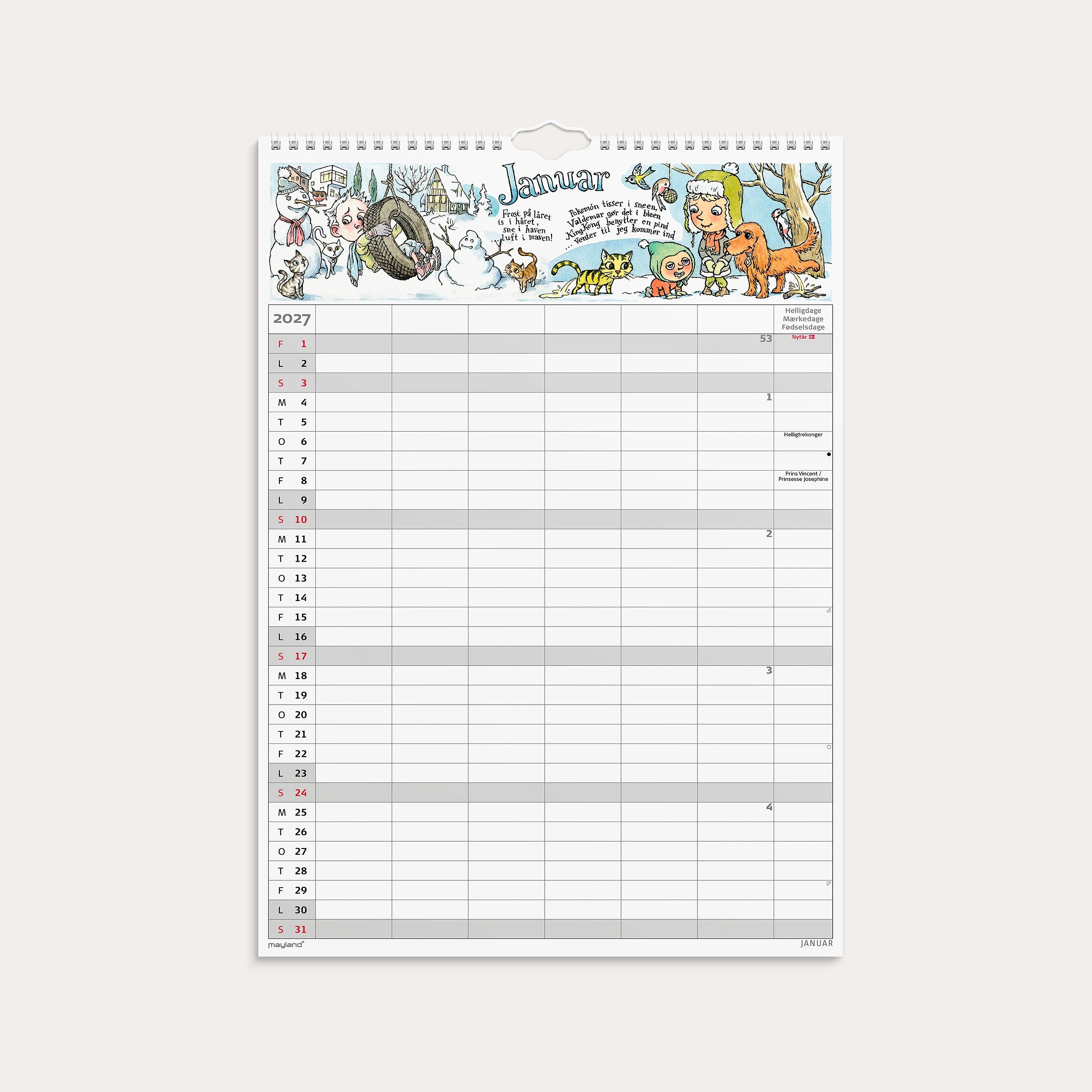 Familiekalender Otto Dickmeiss & Lilja Scherfig 6 kol. A3 2027