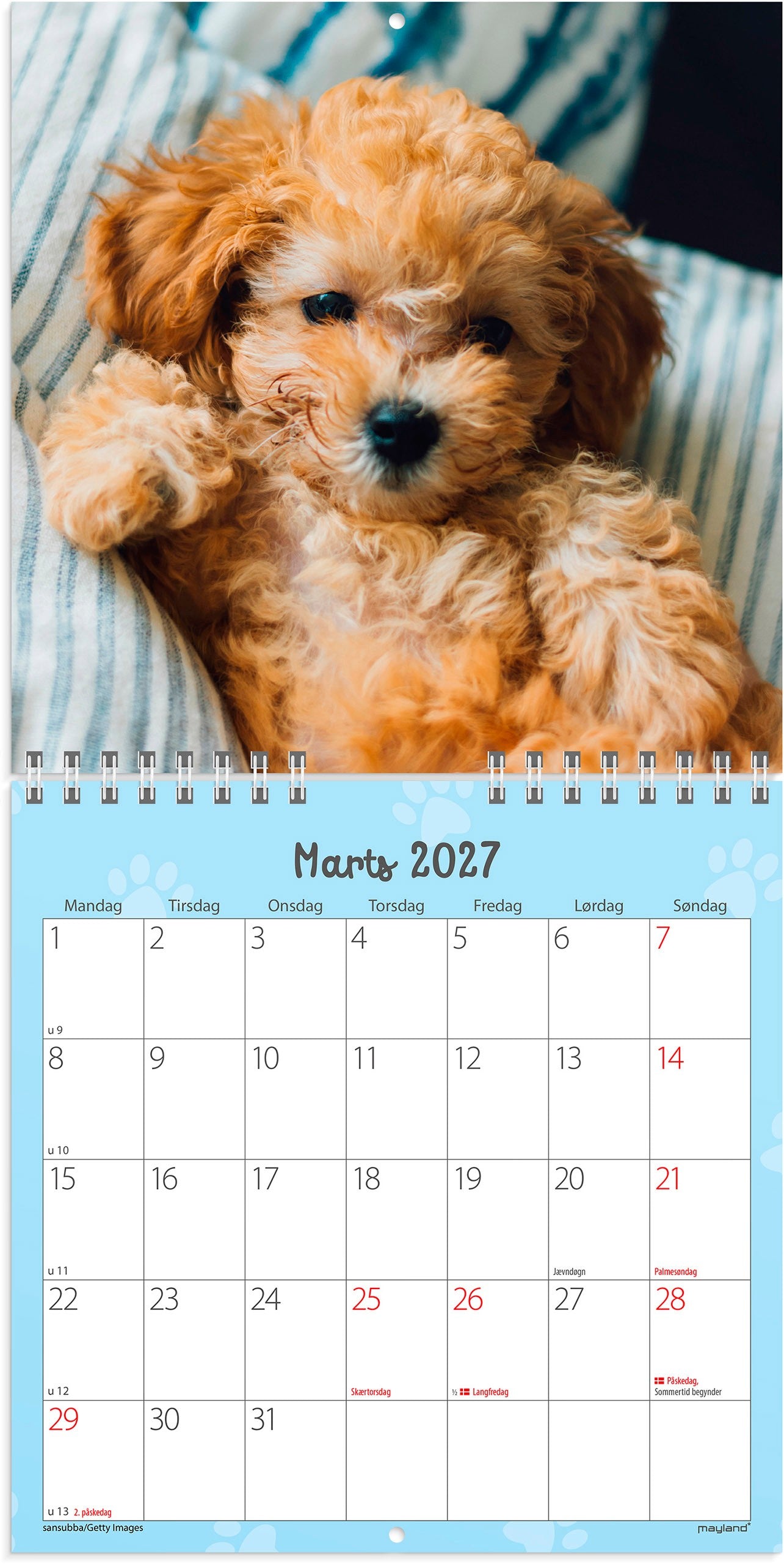Vægkalender mini Hundehvalpe 2027