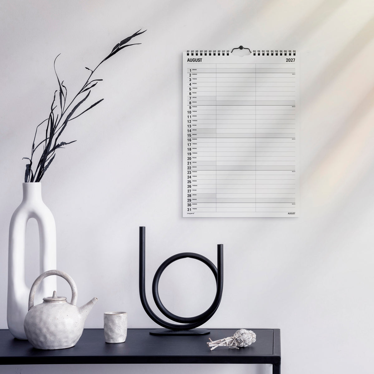 Familiekalender Black and white 2 kol. 2027