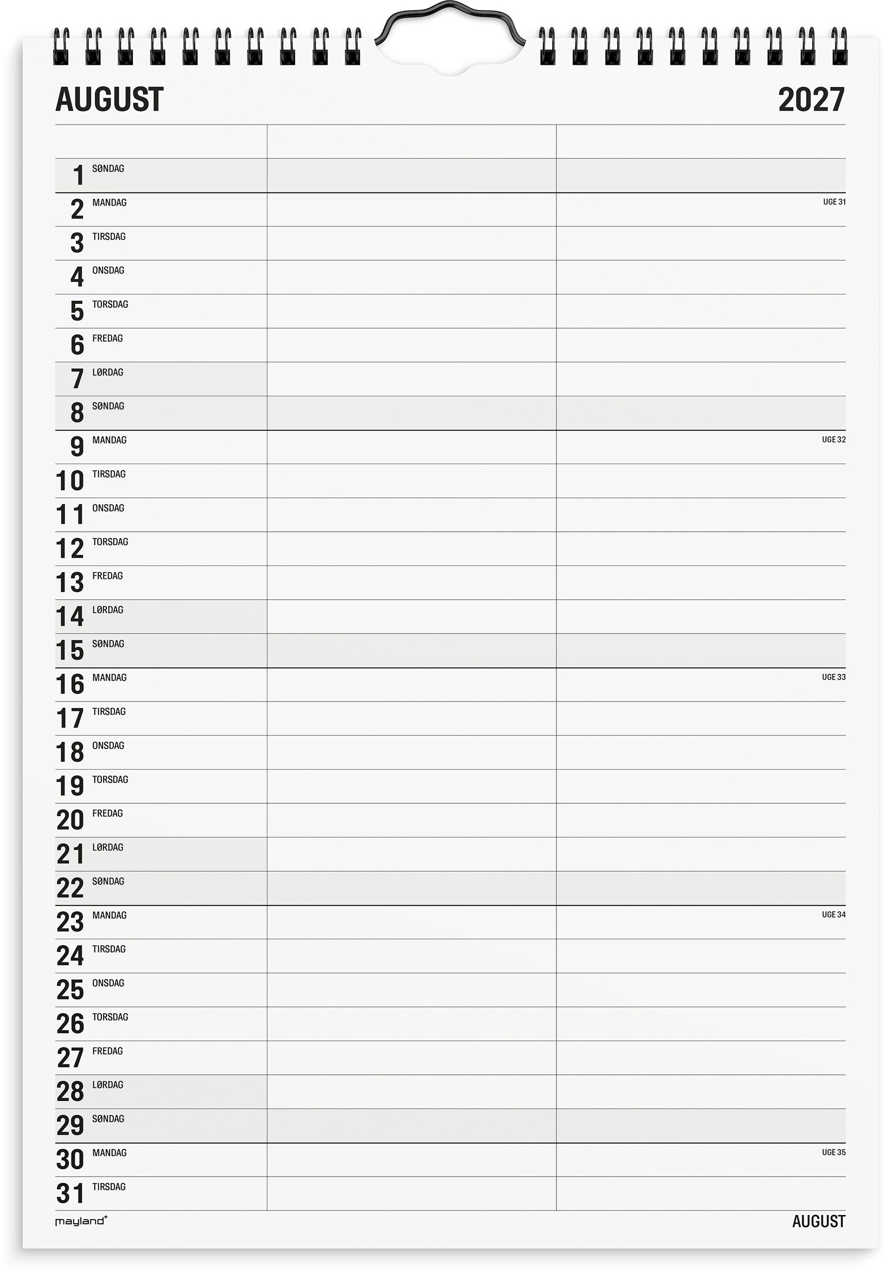 Familiekalender Black and white 2 kol. 2027