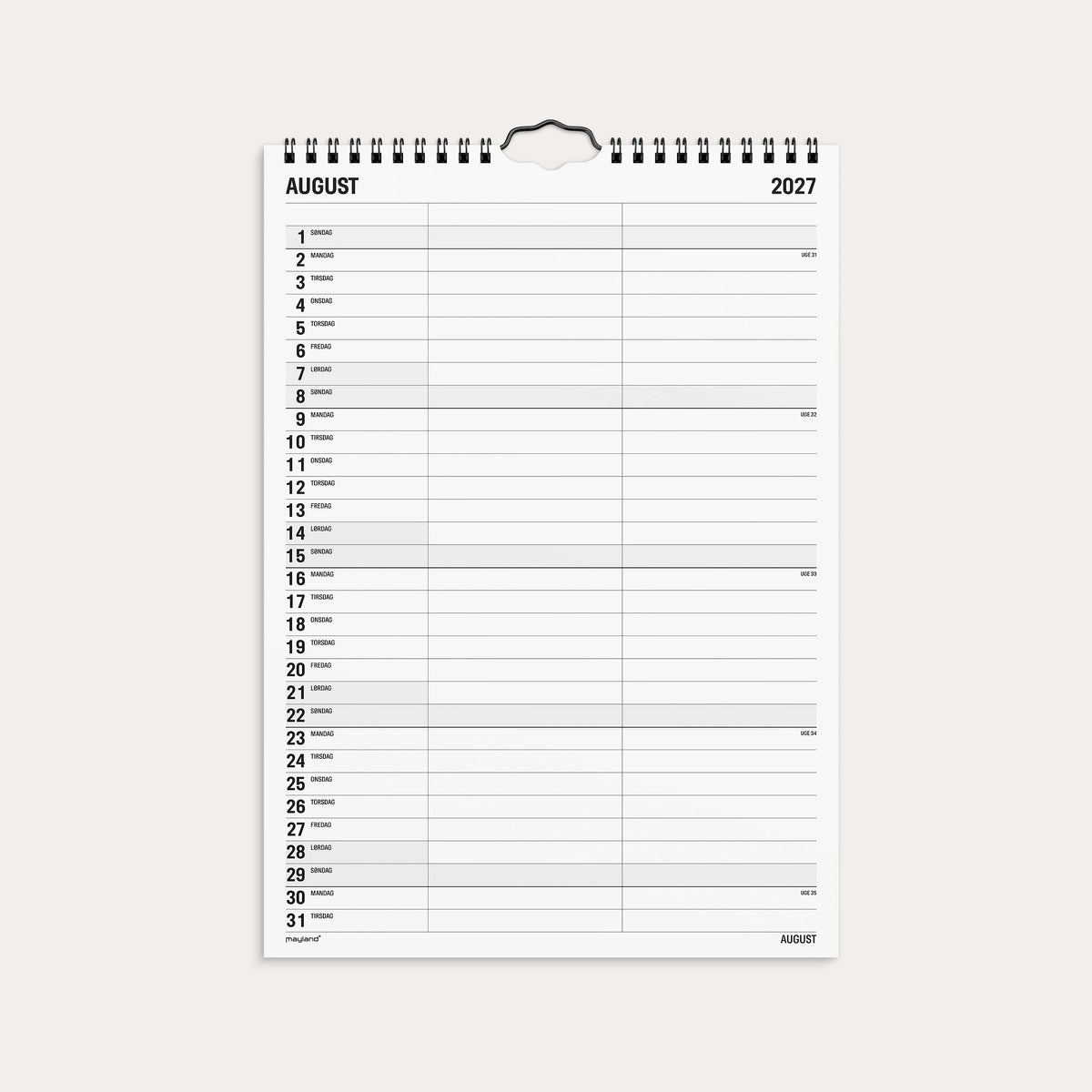 Familiekalender Black and white 2 kol. 2027