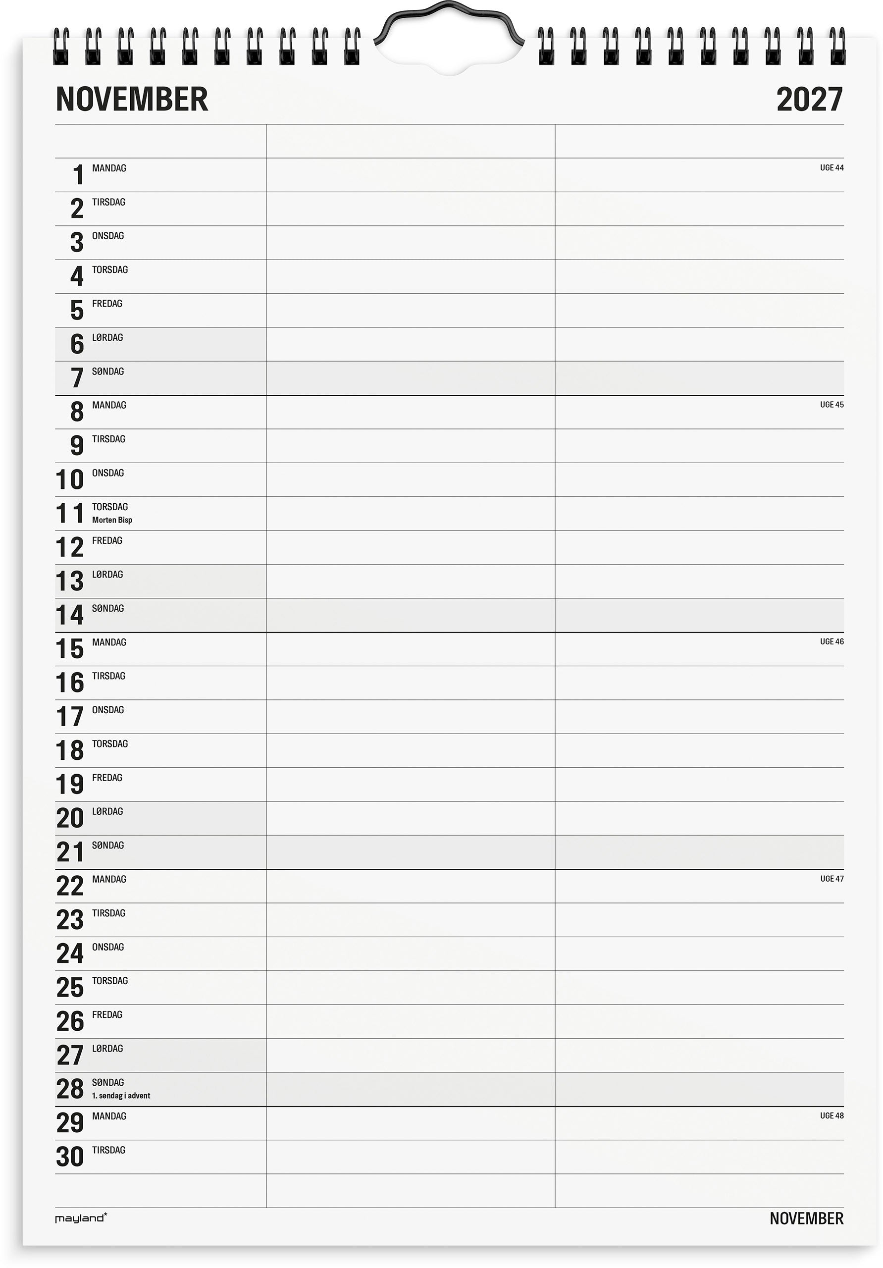 Familiekalender Black and white 2 kol. 2027