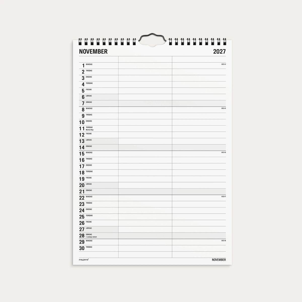 Familiekalender Black and white 2 kol. 2027