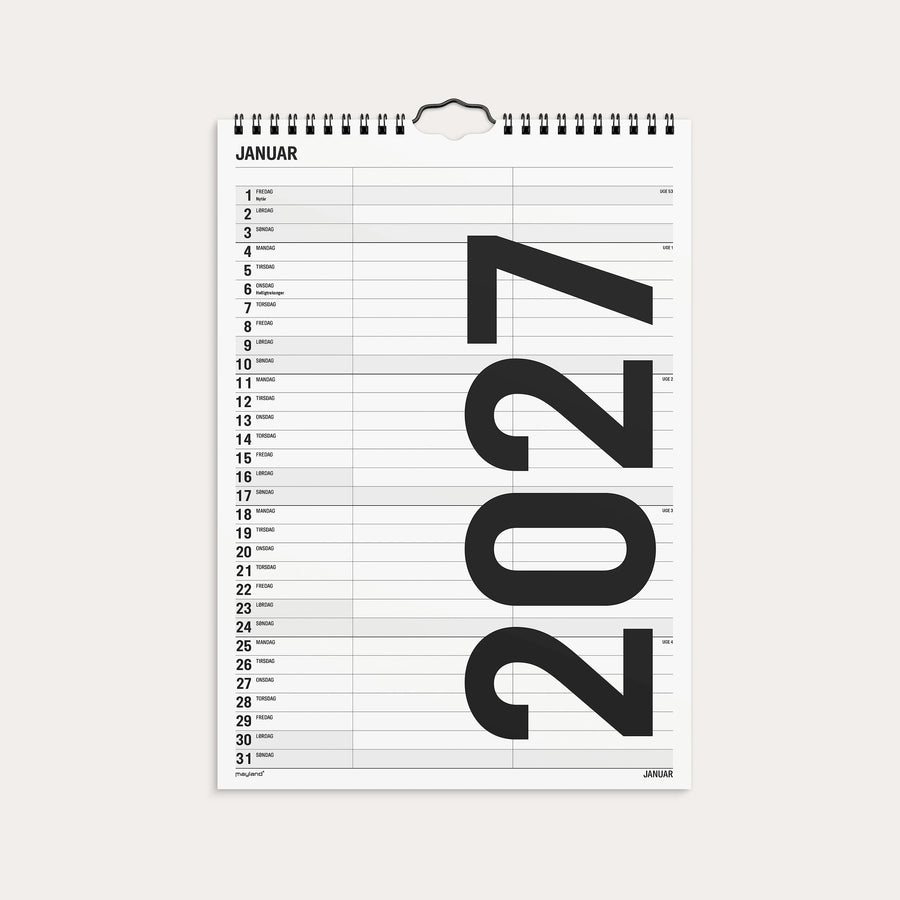 Familiekalender Black and white 2 kol. 2027