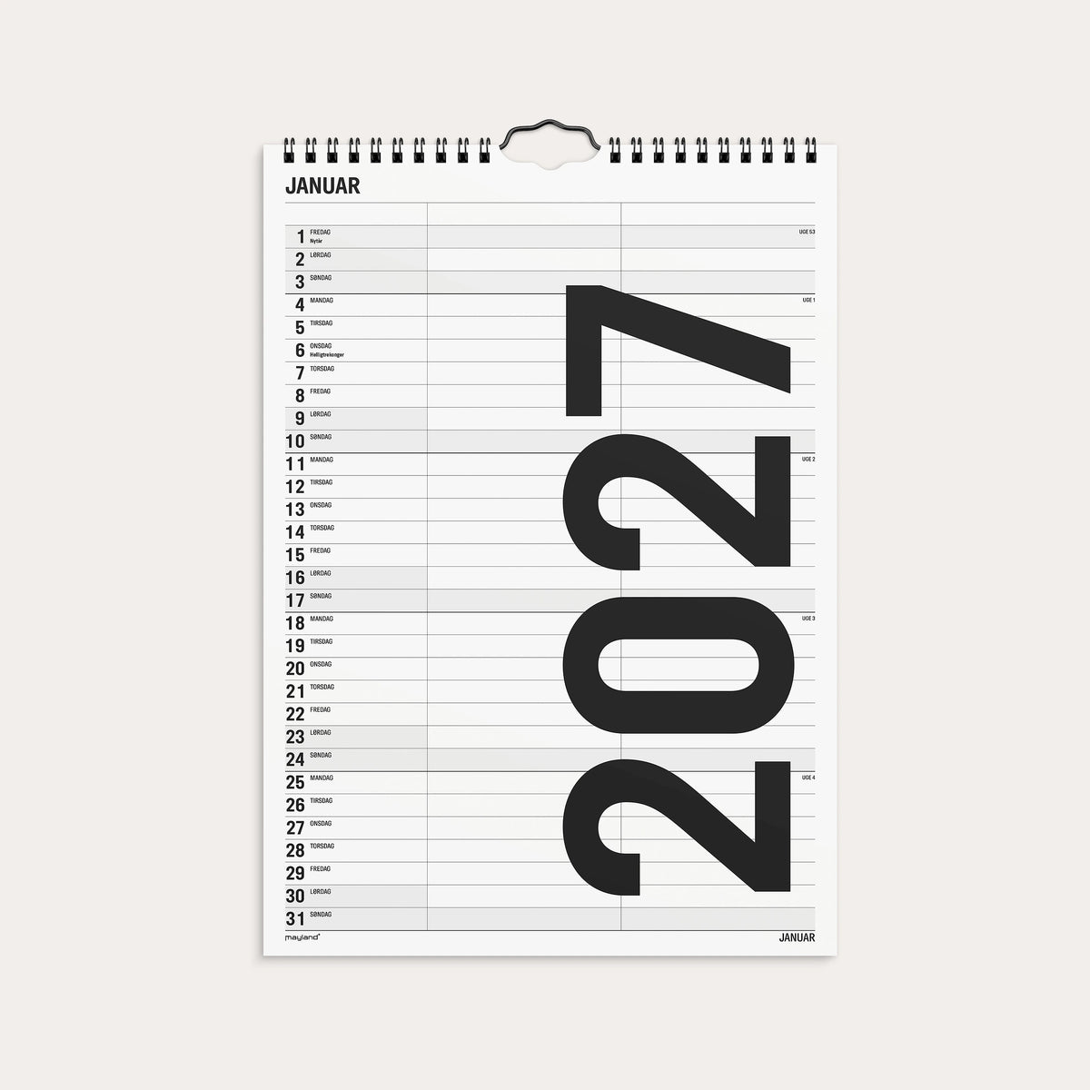 Familiekalender Black and white 2 kol. 2027