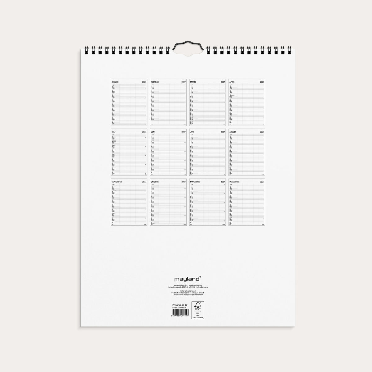 Familiekalender Black and white 5 kol. 2027