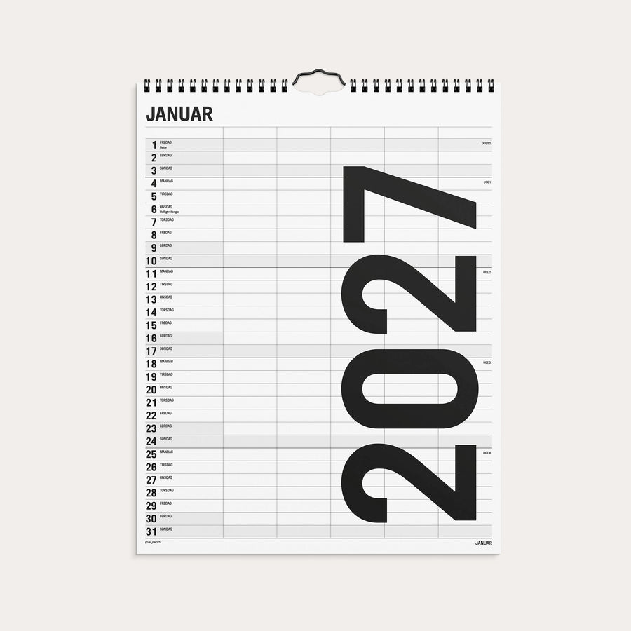 Familiekalender Black and white 5 kol. 2027