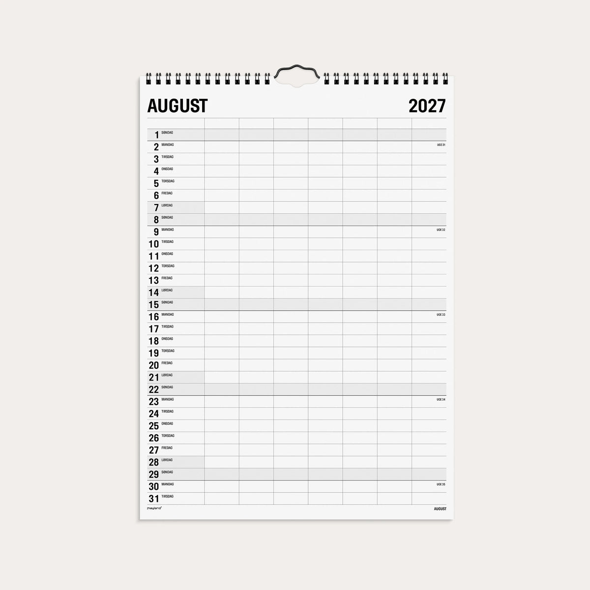Familiekalender Black and white 7 kol. 2027