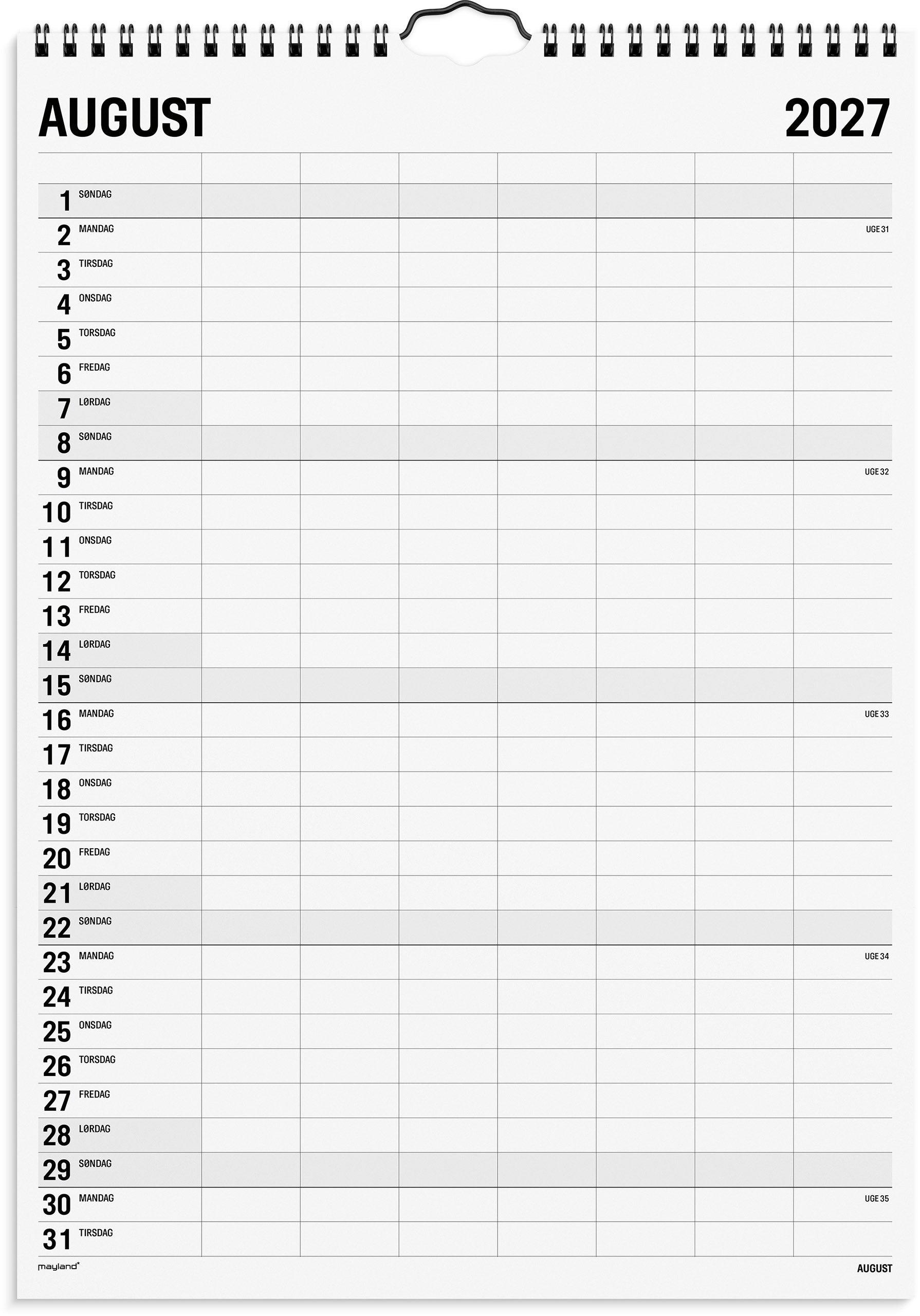 Familiekalender Black and white 7 kol. 2027