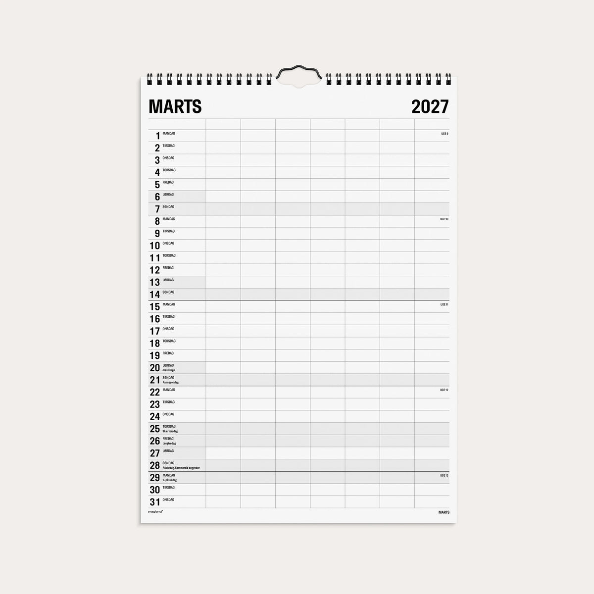 Familiekalender Black and white 7 kol. 2027
