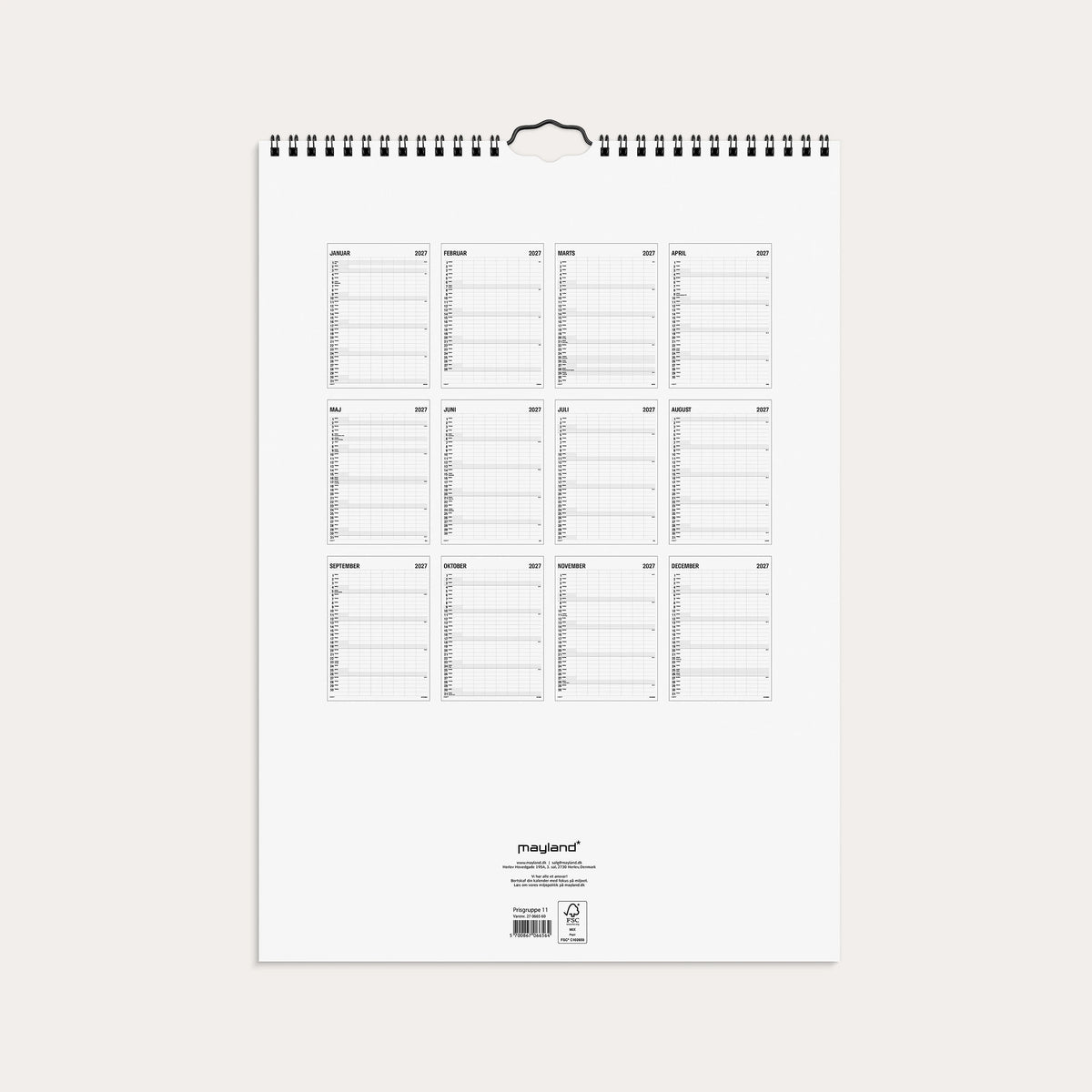 Familiekalender Black and white 7 kol. 2027