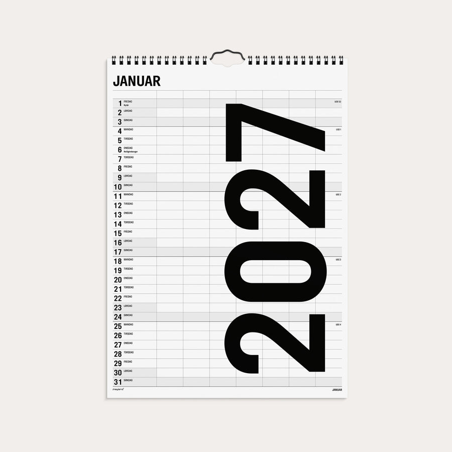 Familiekalender Black and white 7 kol. 2027