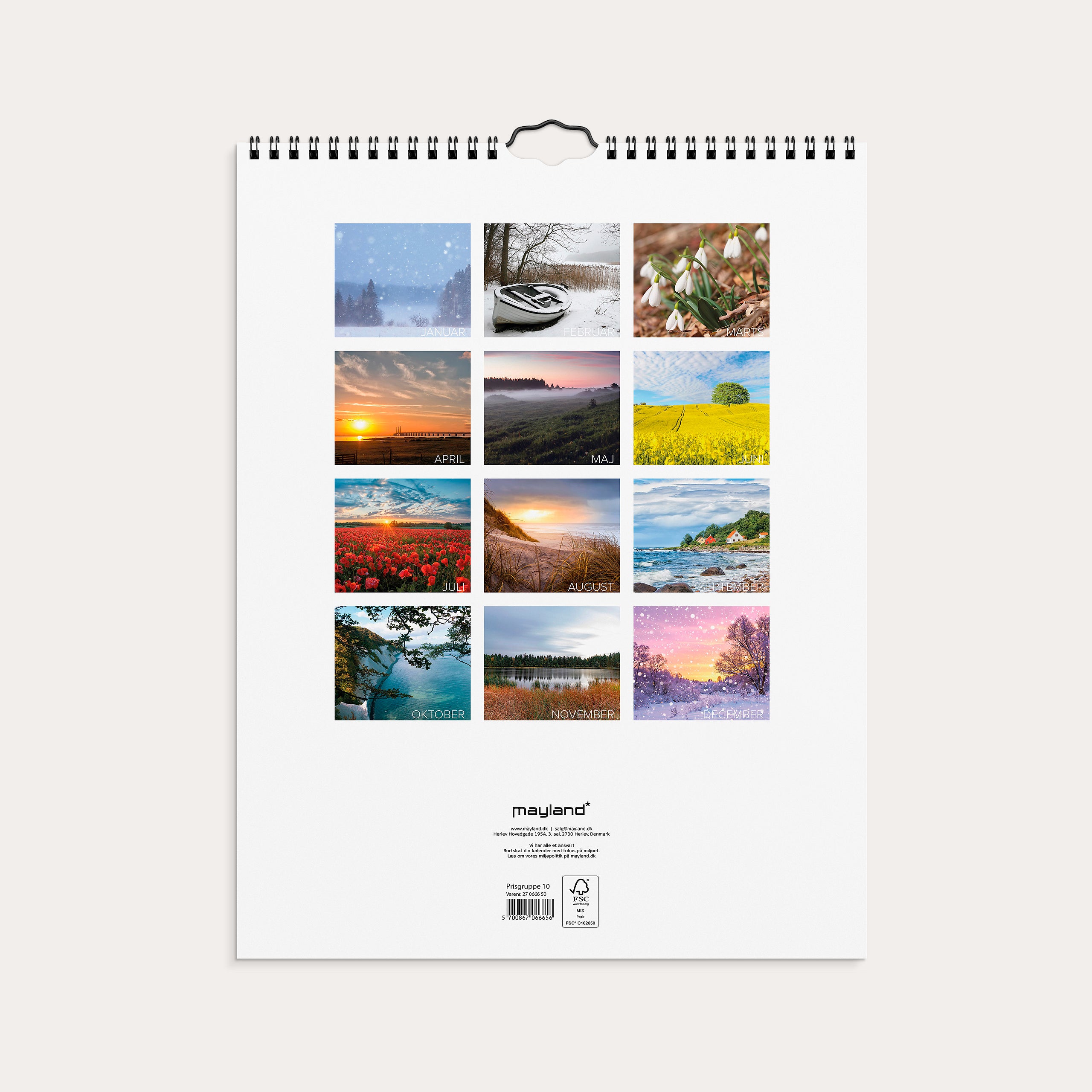 Vægkalender Dansk natur 2027