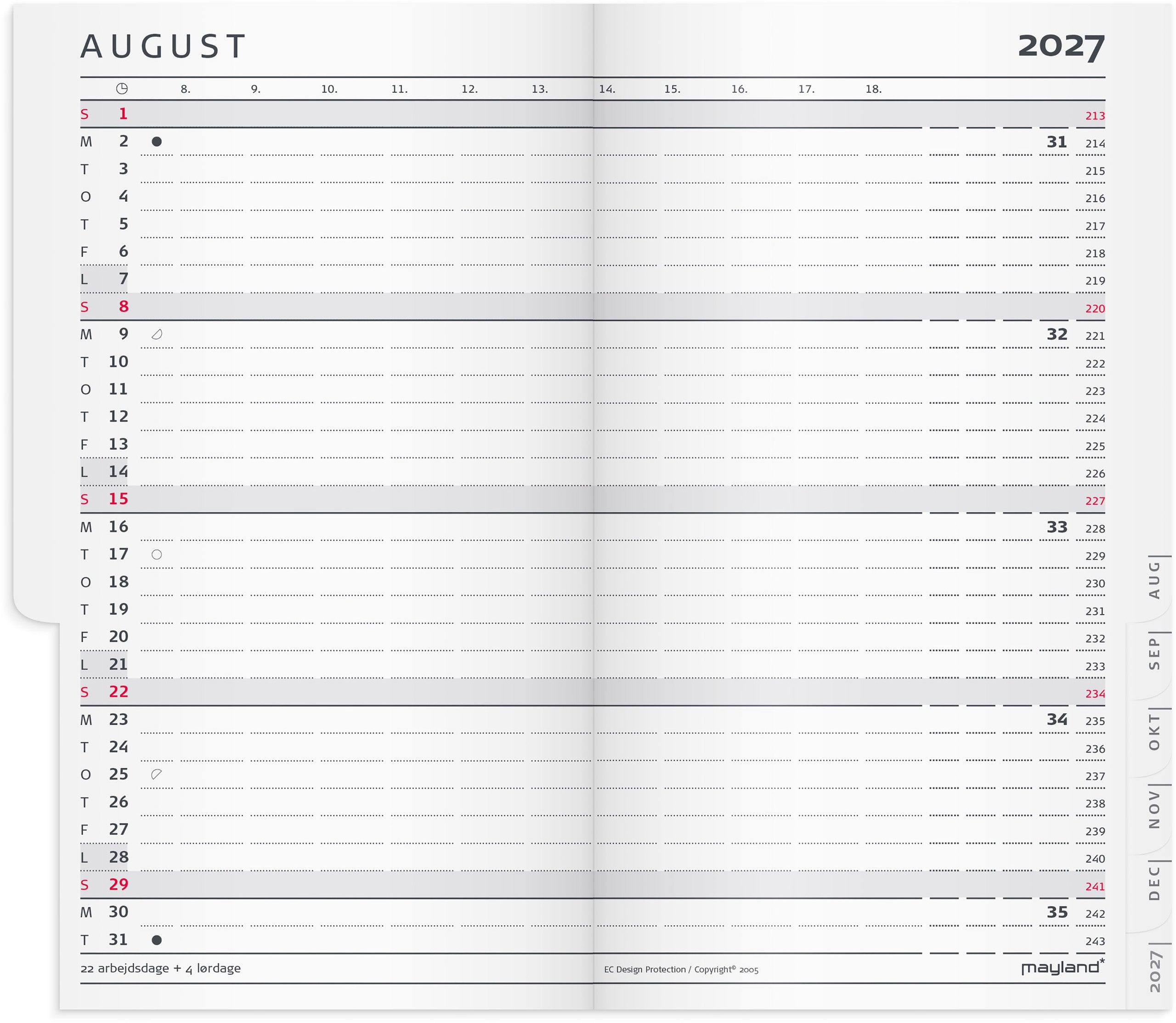 Index Planner mini månedskalender REFILL 2027