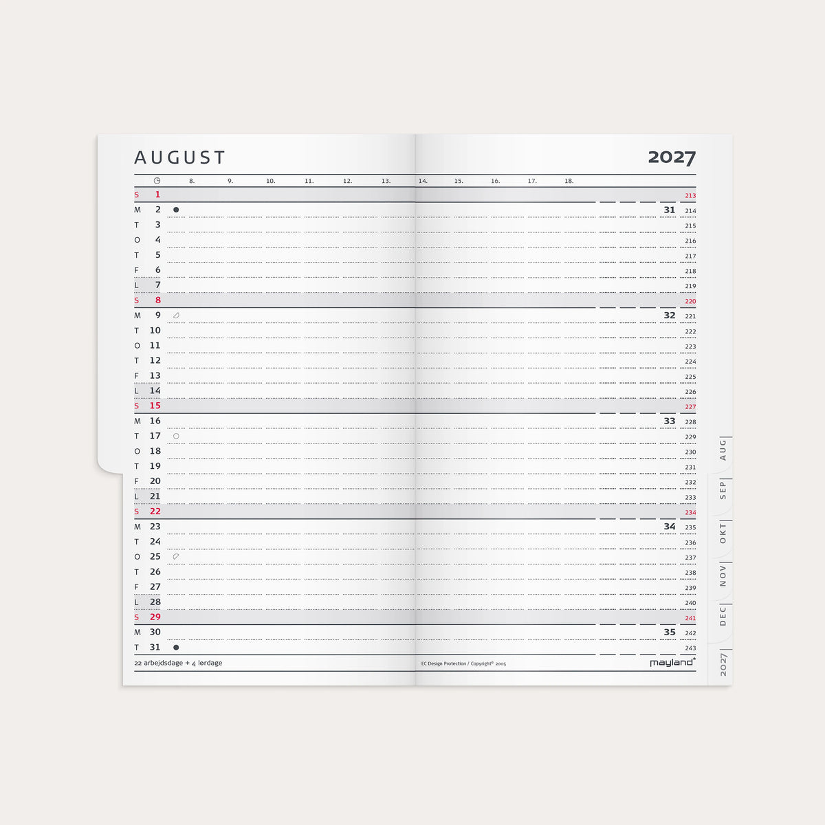 Index Planner mini månedskalender REFILL 2027