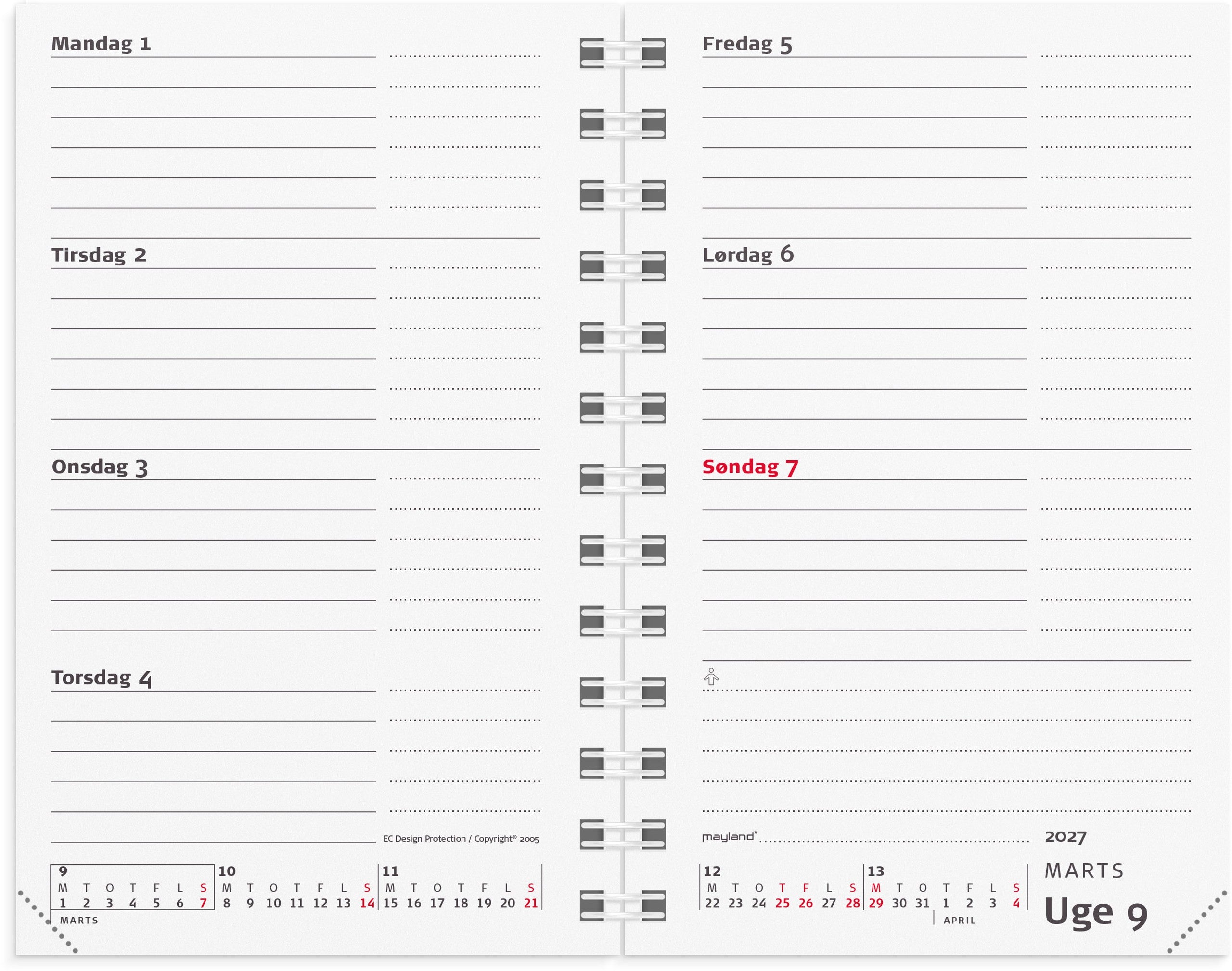 Mini Planner ugekalender sort vinyl 2027