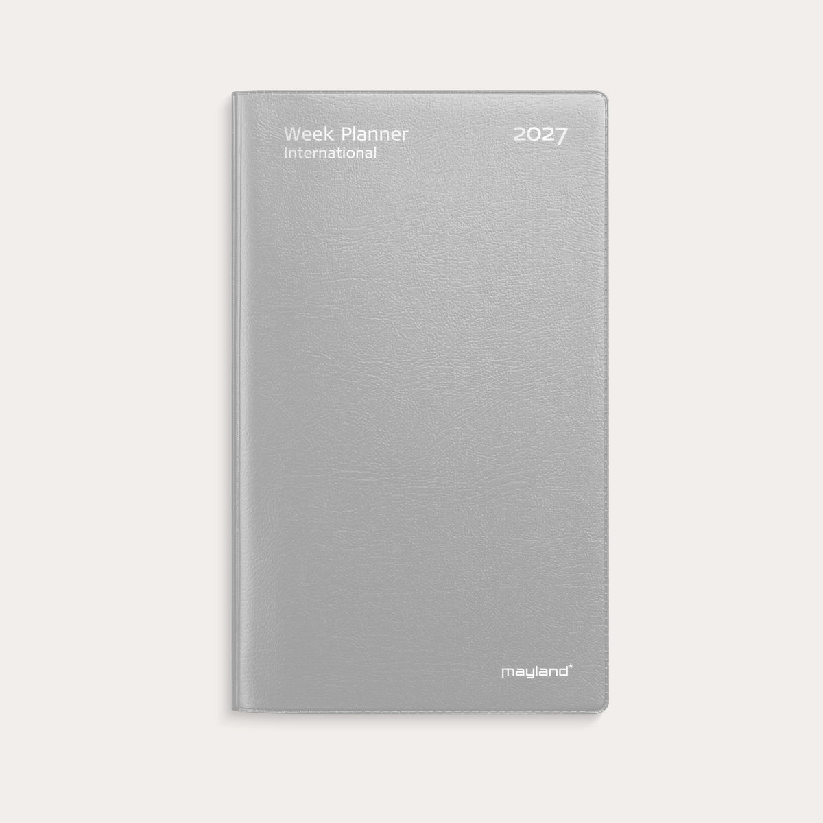 Week Planner International tværformat sølv vinyl 2027