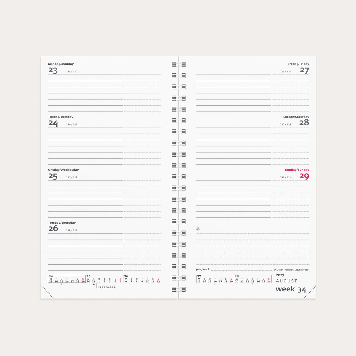 Week Planner International tværformat REFILL 2027