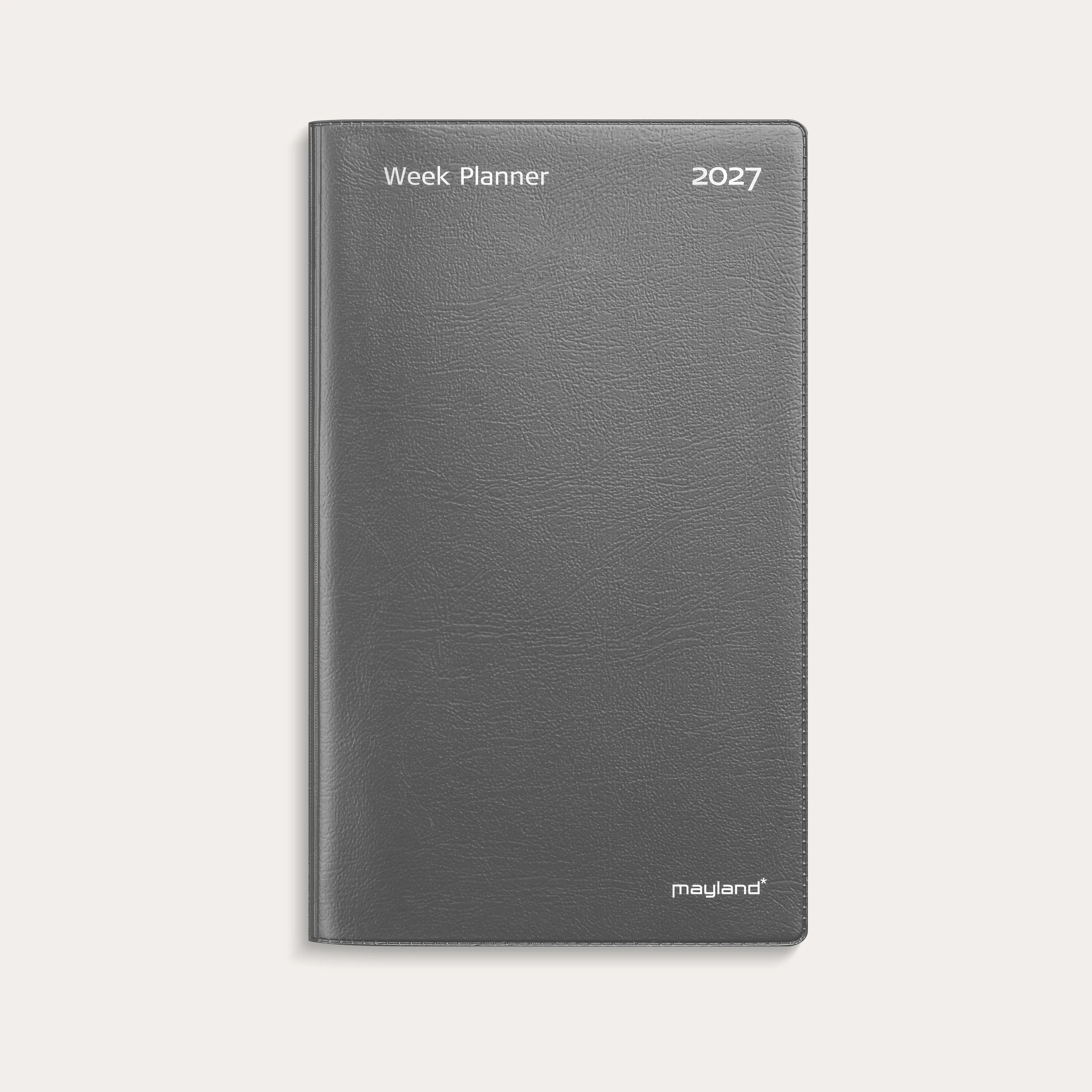 Week Planner højformat mørkegrå vinyl 2027