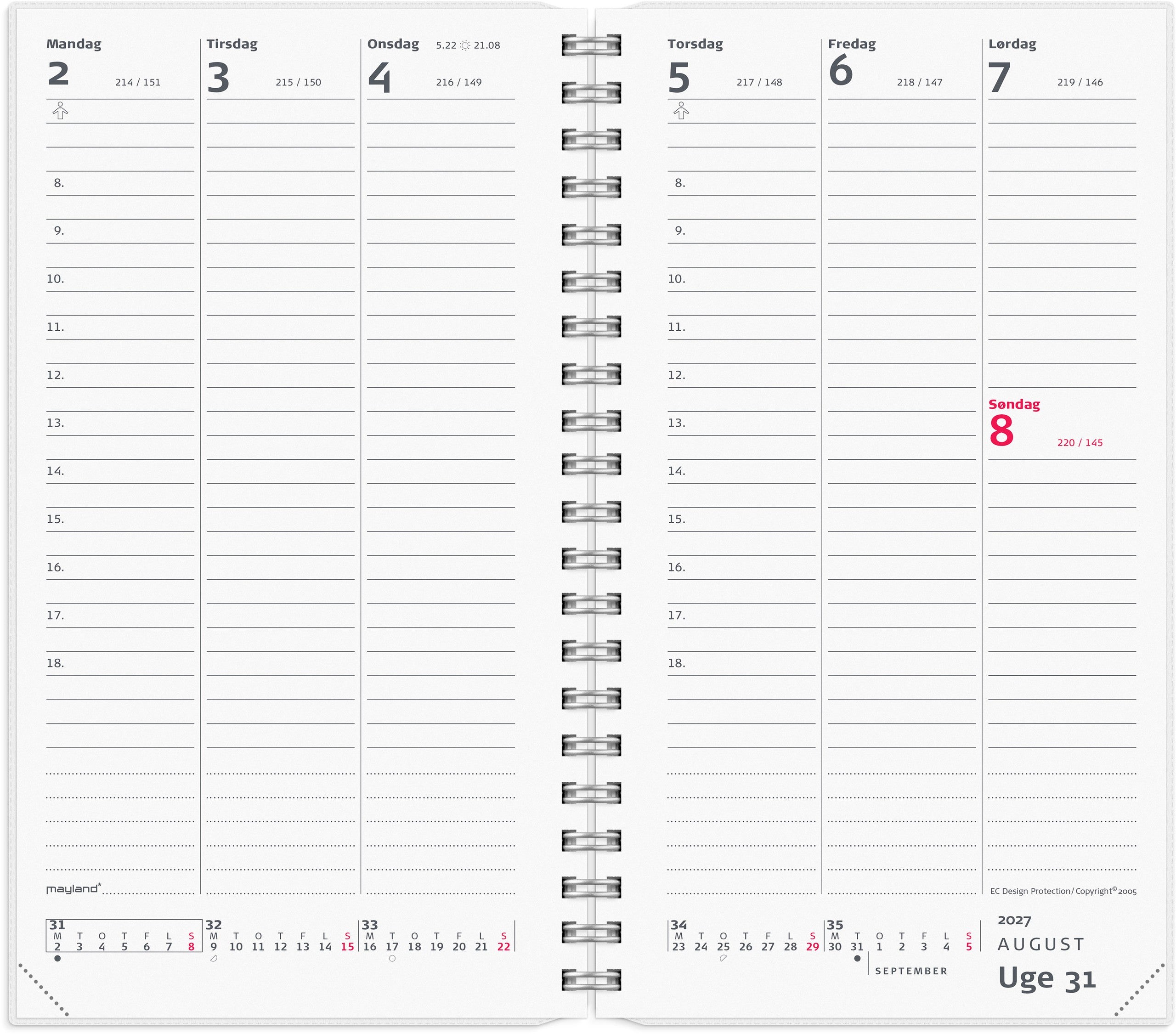 Week Planner højformat m/4 illu. 2027