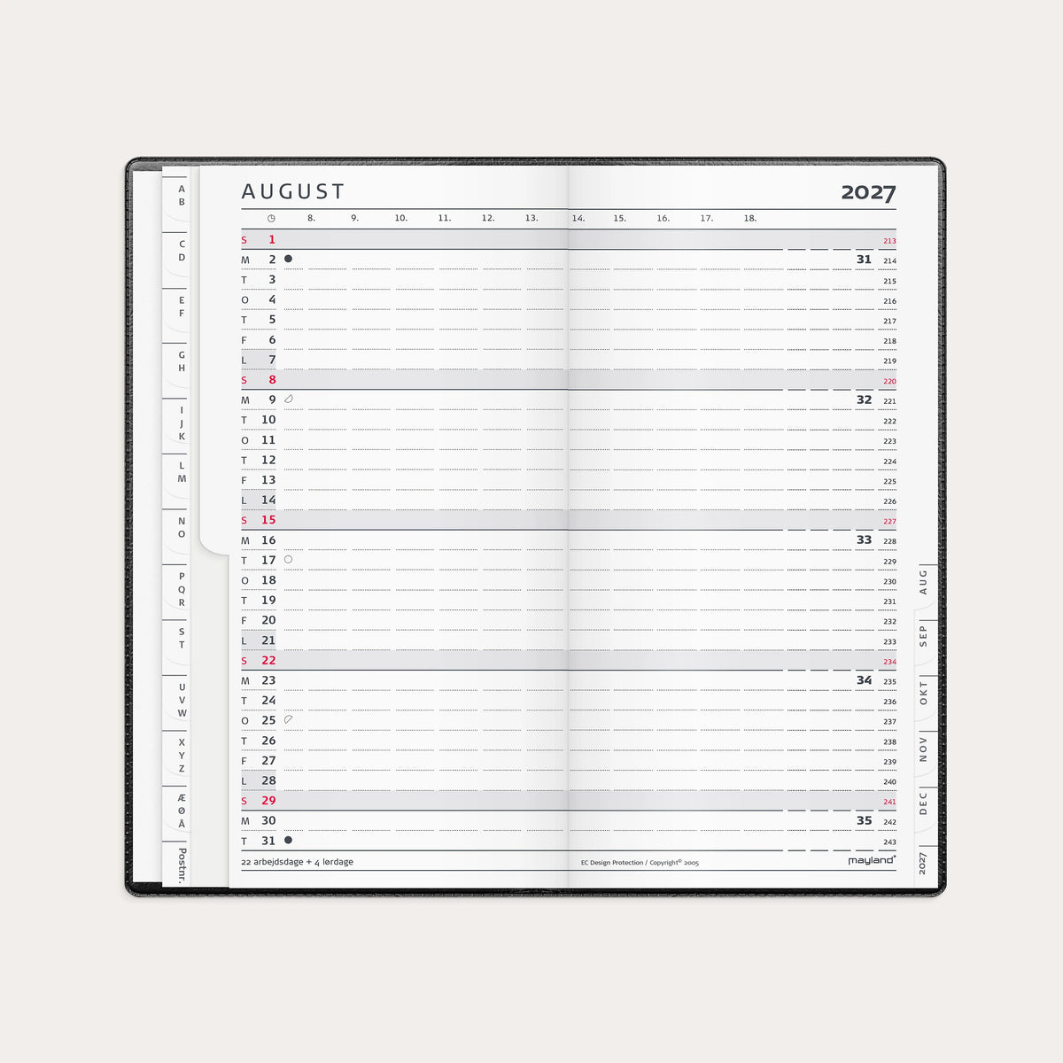 Index Planner månedskalender sort vinyl 2027