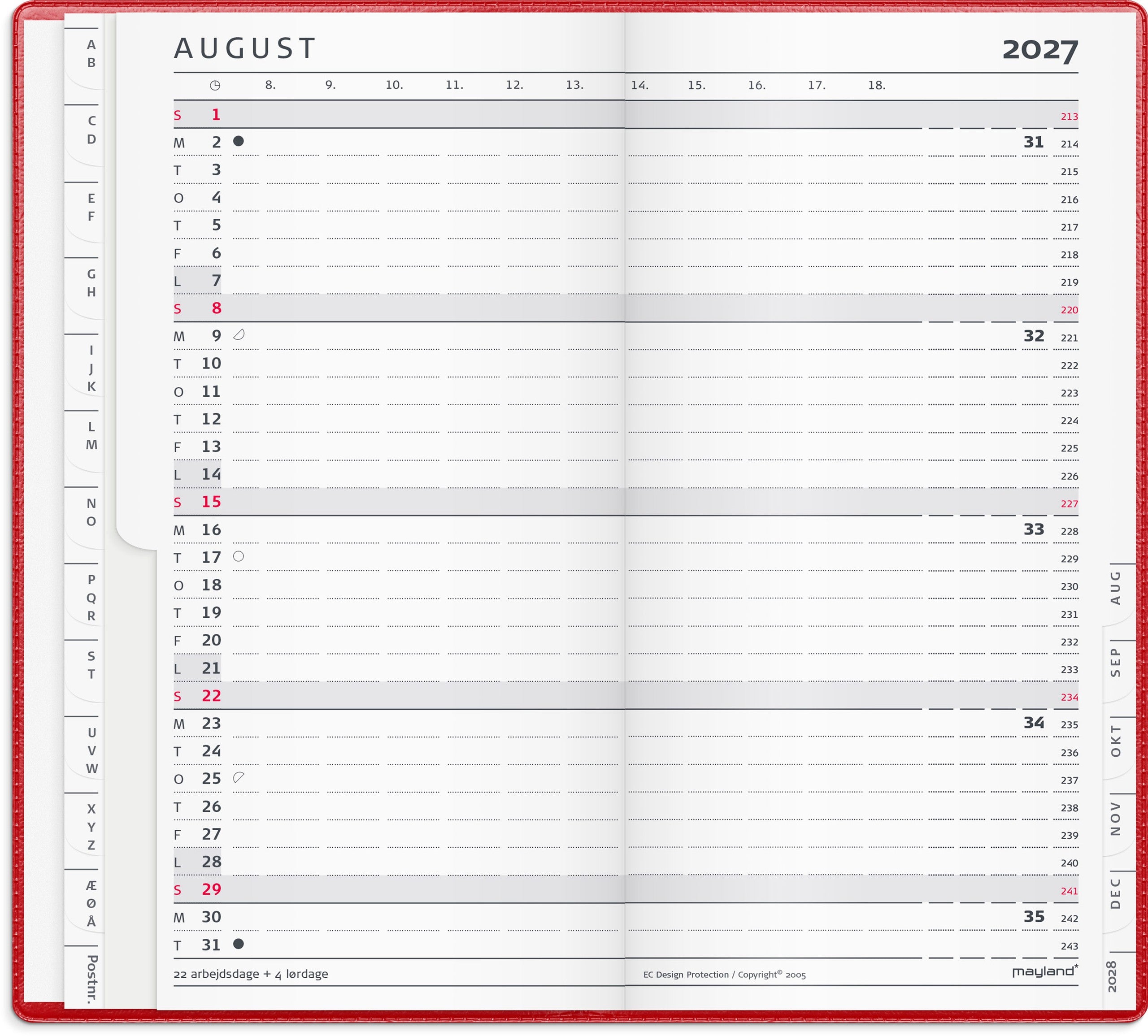 Index Planner månedskalender rød vinyl 2027