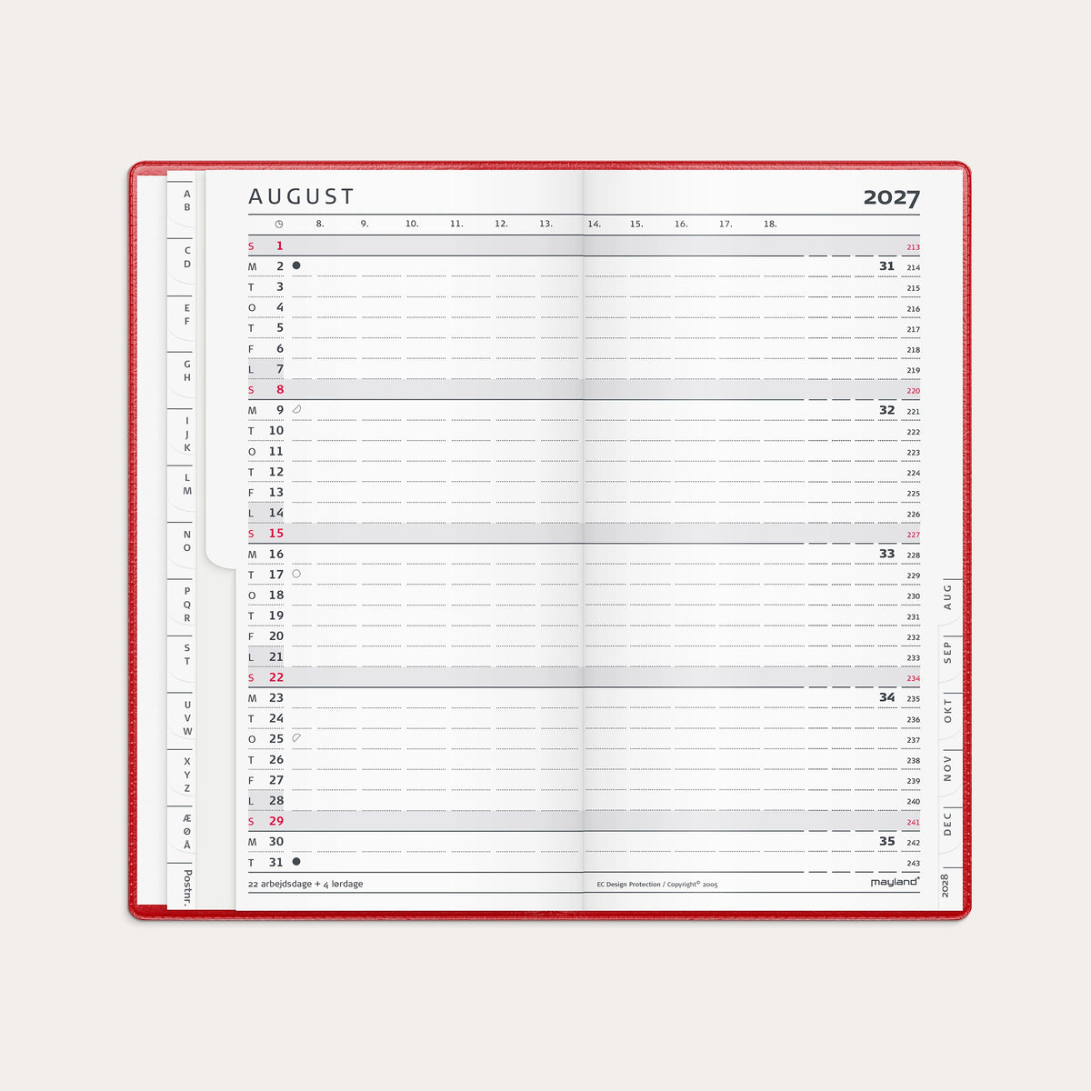 Index Planner månedskalender rød vinyl 2027