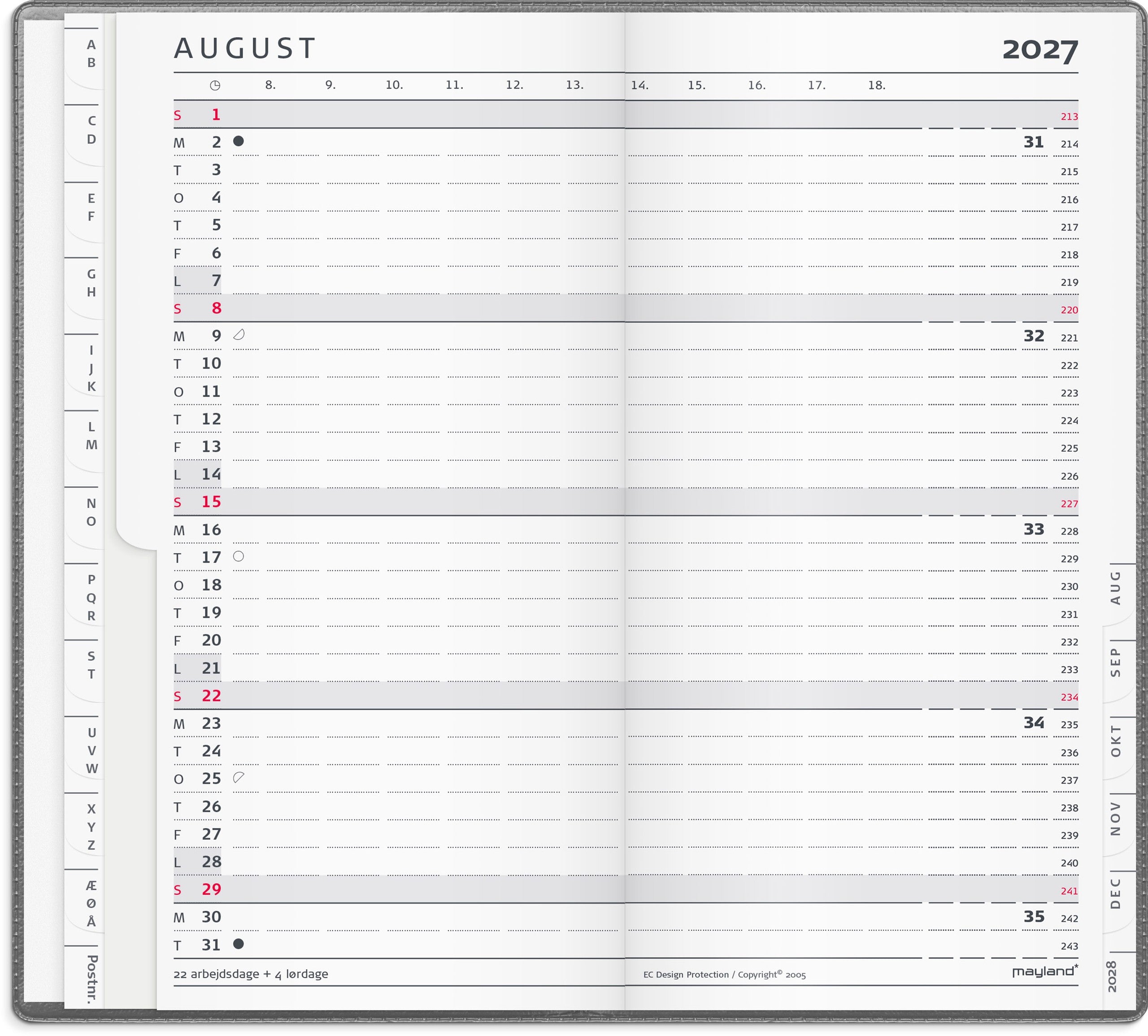 Index Planner månedskalender mørkegrå PP-plast 2027