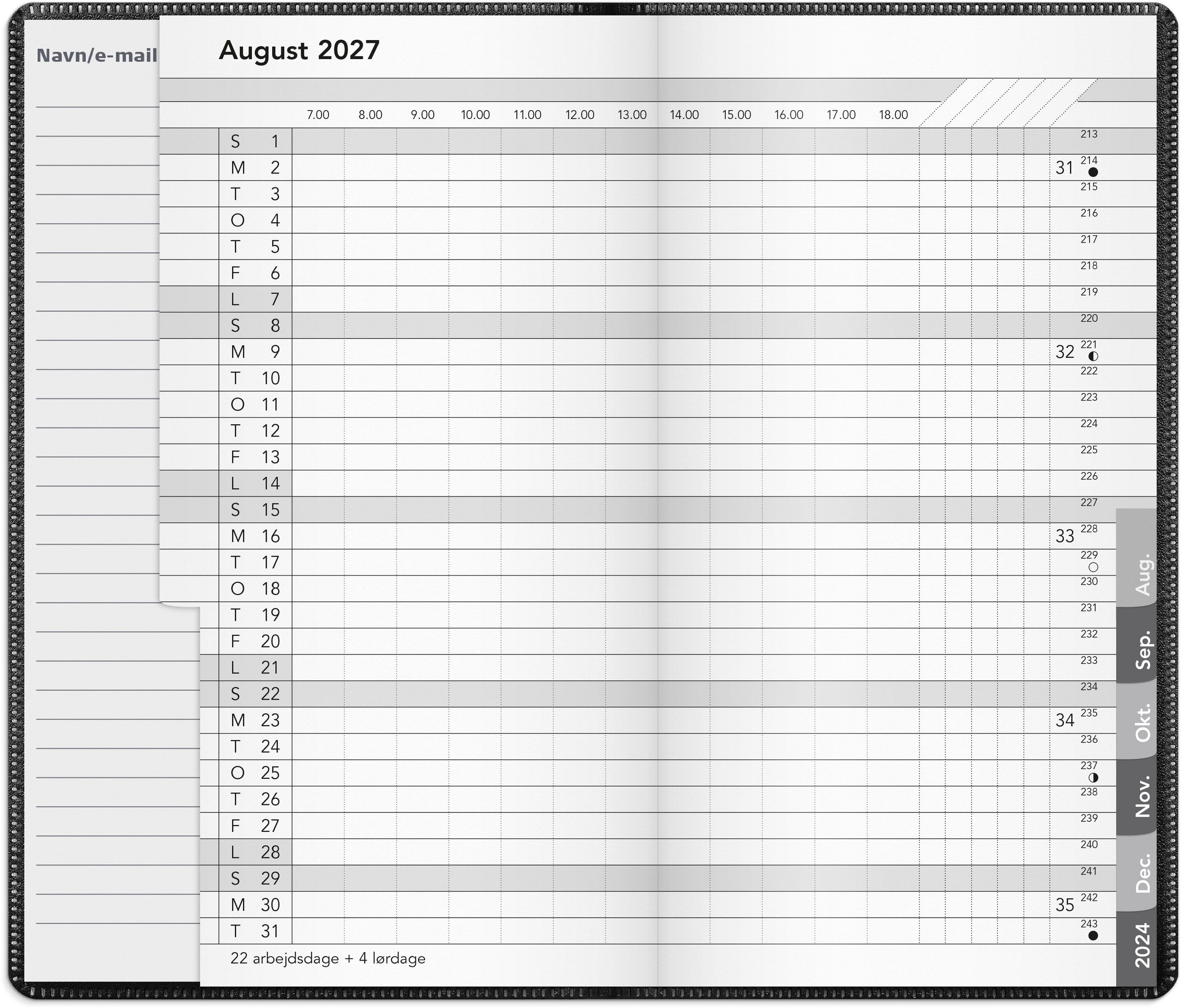 Basic månedskalender sort PP-plast 2027