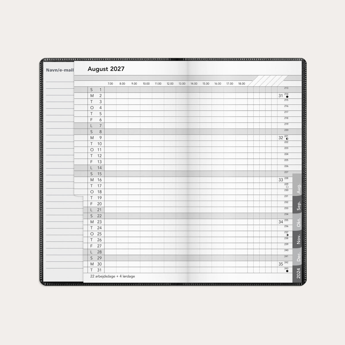 Basic månedskalender sort PP-plast 2027