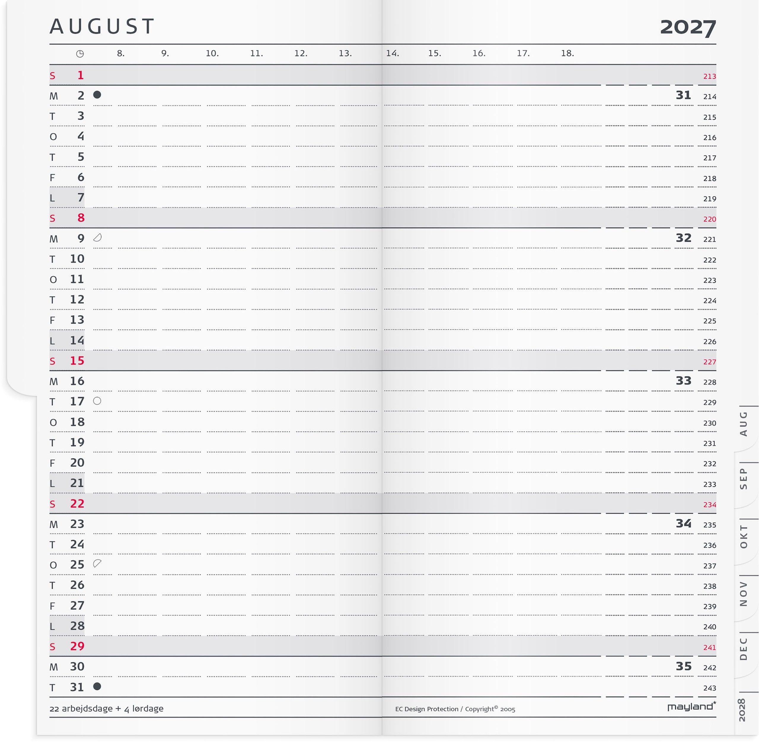 Index Planner månedskalender REFILL + tlf.reg. 2027