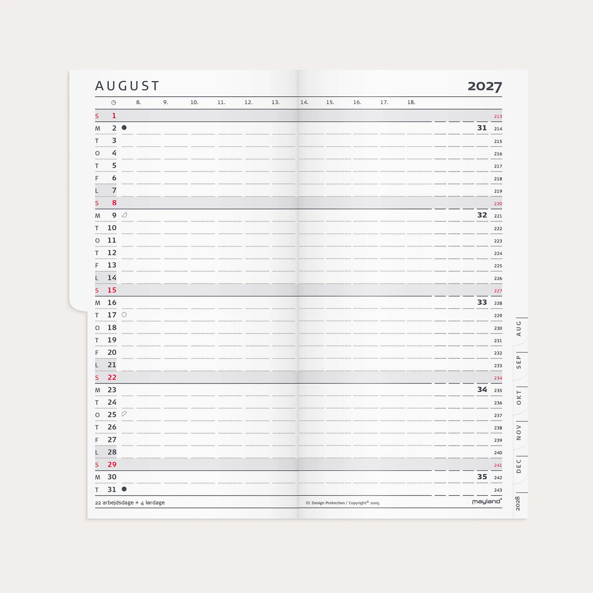 Index Planner månedskalender REFILL 2027