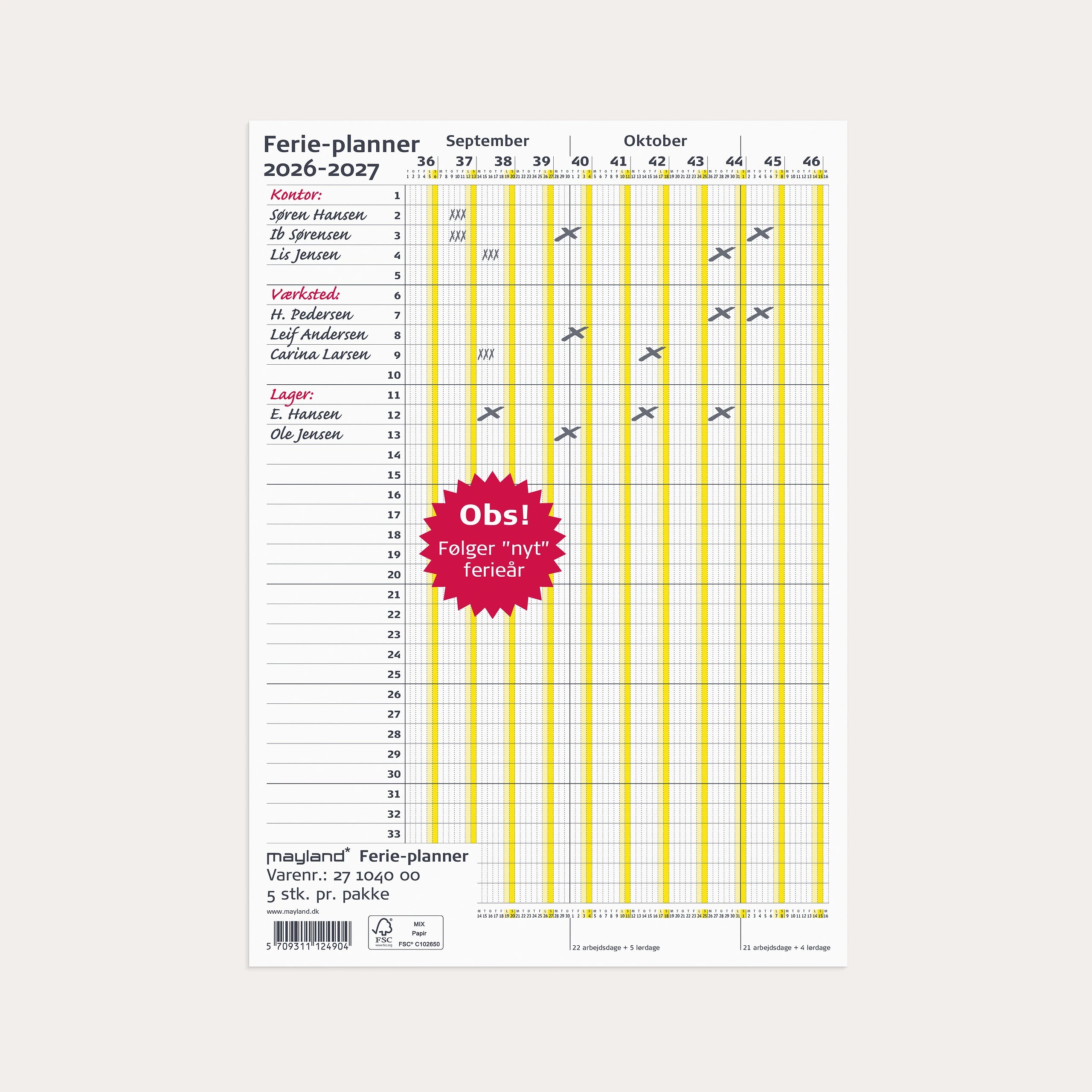 Ferie Planner 2026/2027