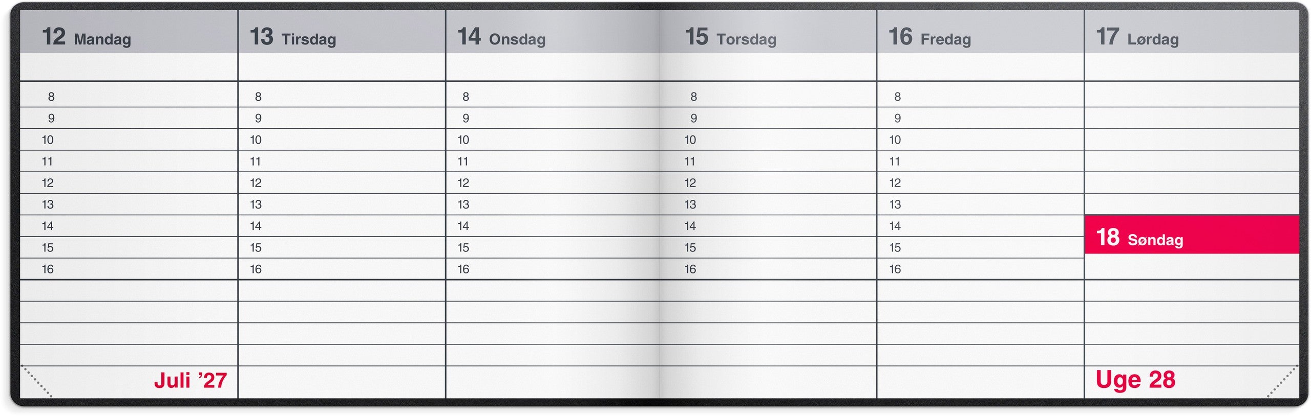 Mini bordkalender sort vinyl 2027